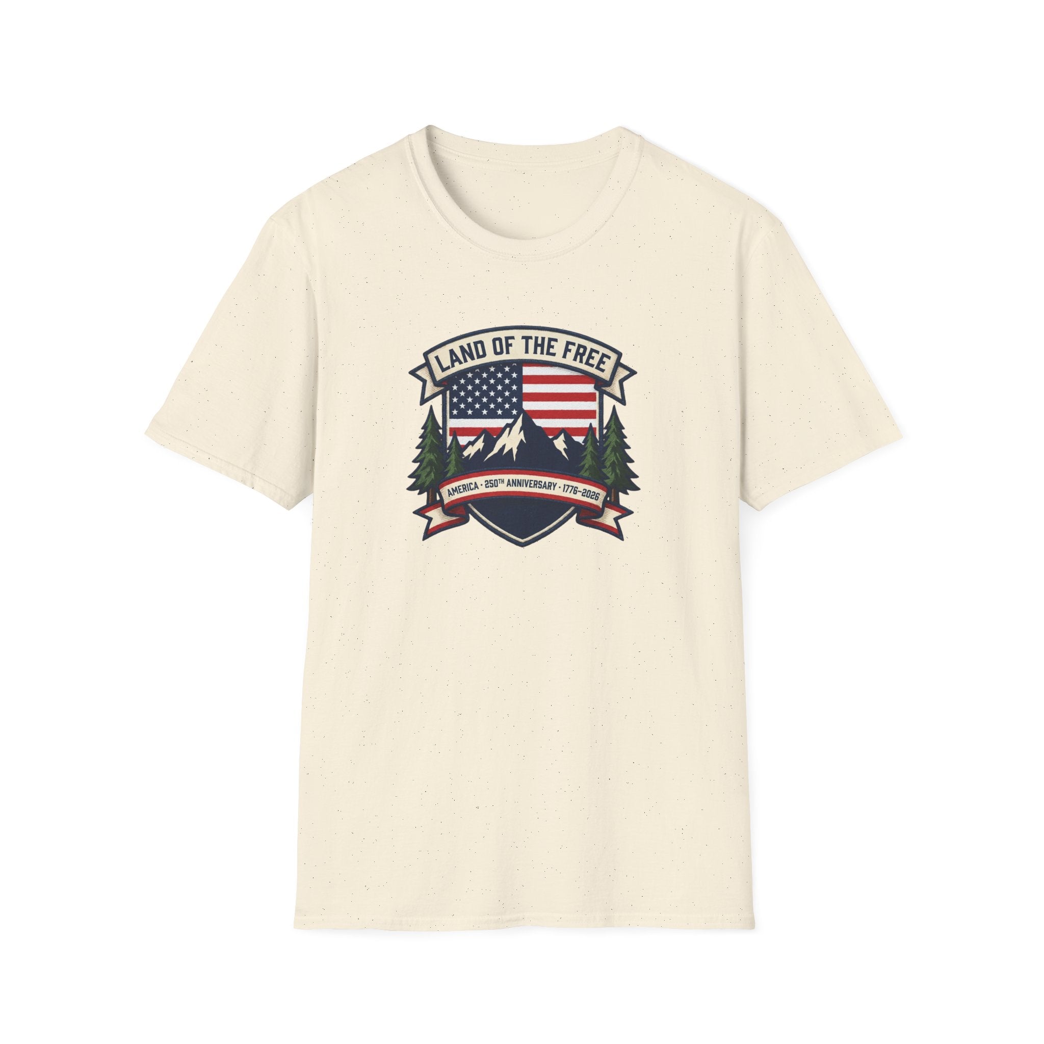Land of the Free T-Shirt | America 250th Anniversary Patriotic Tee | USA Flag Mountain Graphic Shirt | 1776-2026 4th of July Gift