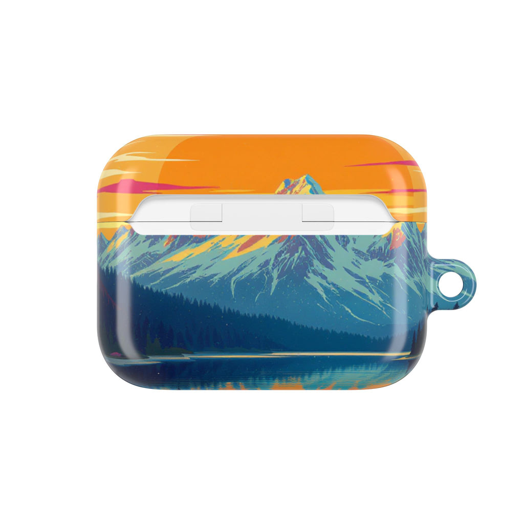 Retro Sunset Mountain Landscape AirPod Case | Scenic Nature Illustration