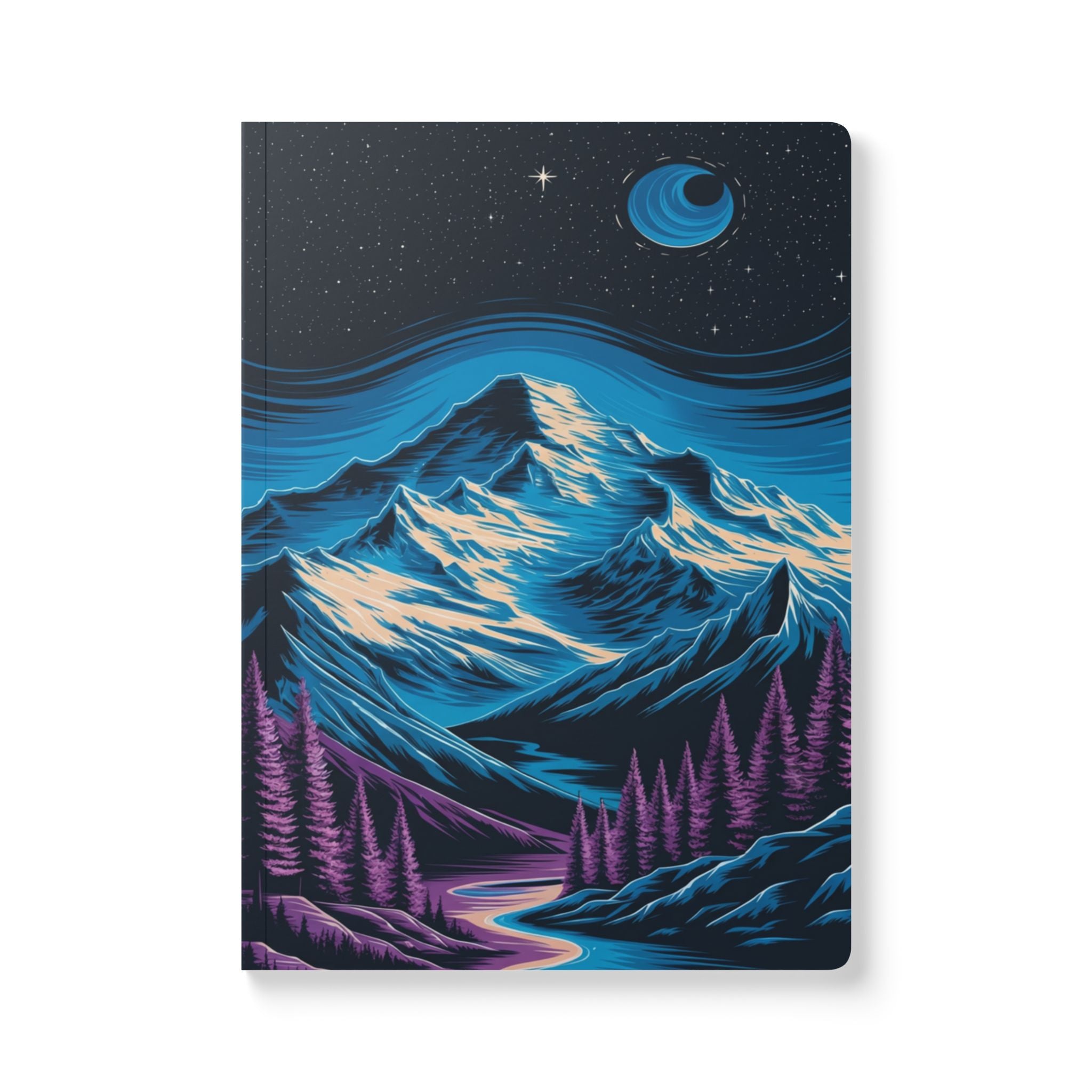 Neon Mountain Night Journal | Softcover Notebook