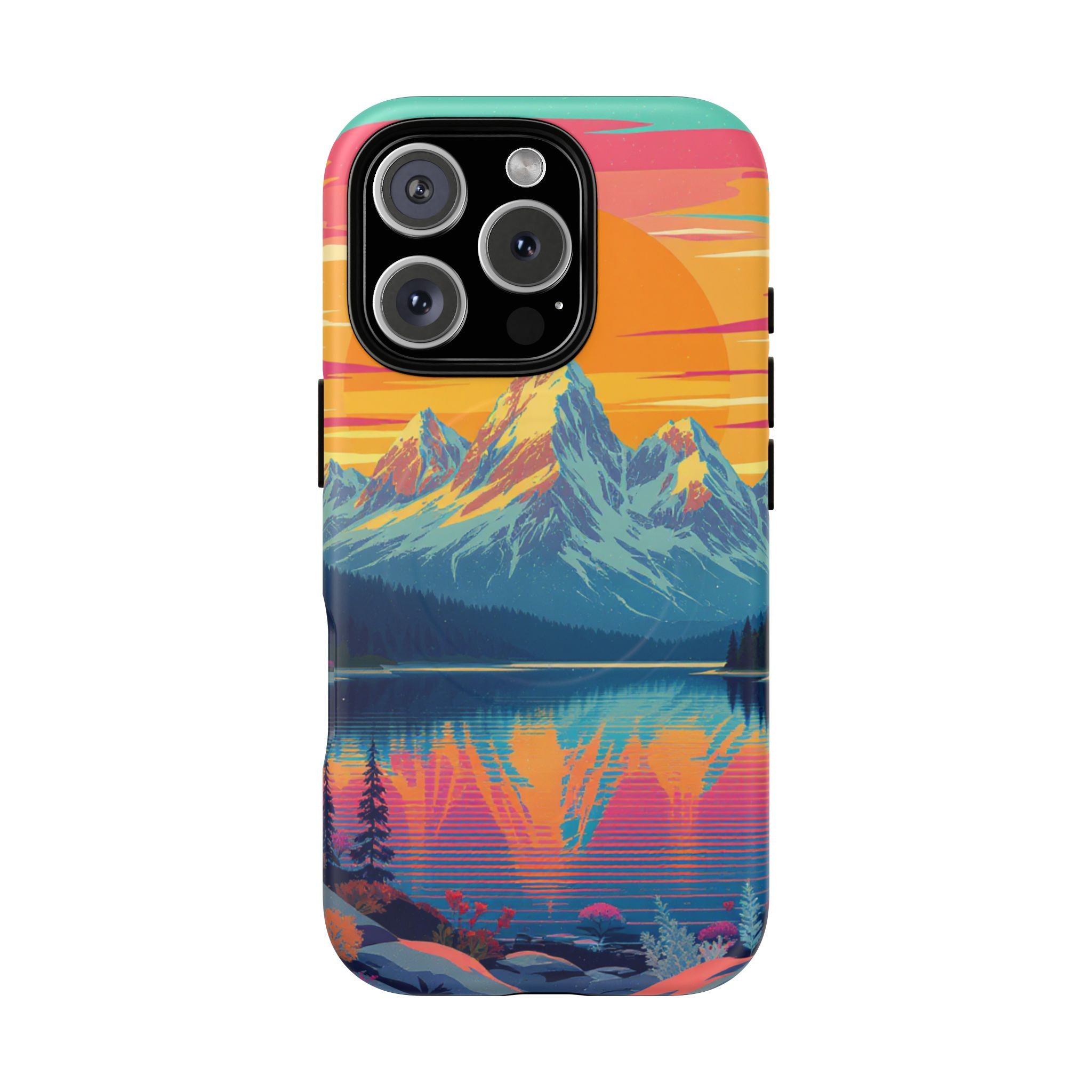Sunset Mountain Lake phone case | Mountain landscape iPhone case
