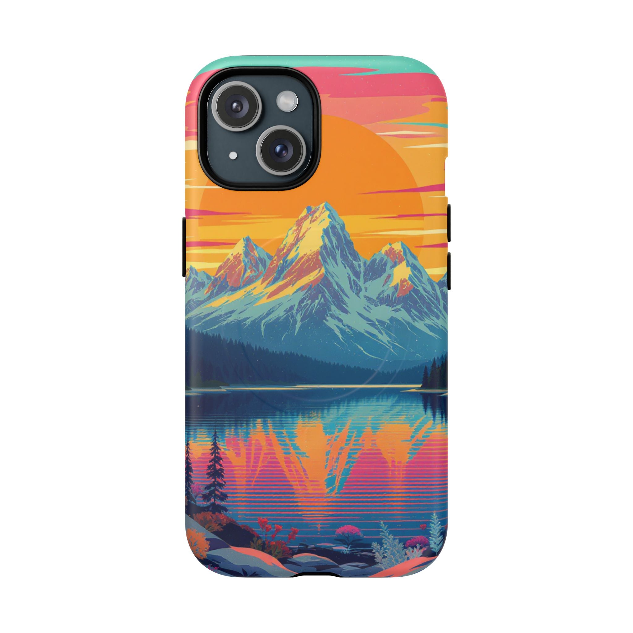 Sunset Mountain Lake phone case | Mountain landscape iPhone case
