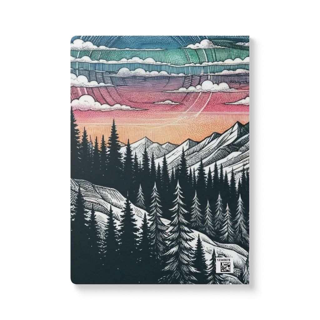 Sunset Mountain Landscape Softcover Journal | Scenic Mountains, Pine Forest Notebook