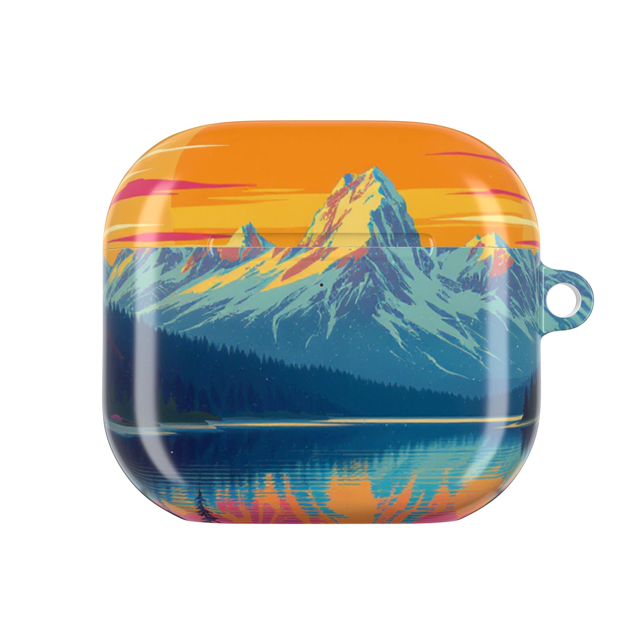 Retro Sunset Mountain Landscape AirPod Case | Scenic Nature Illustration