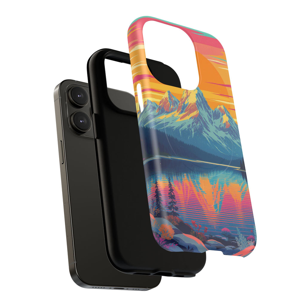 Sunset Mountain Lake phone case | Mountain landscape iPhone case
