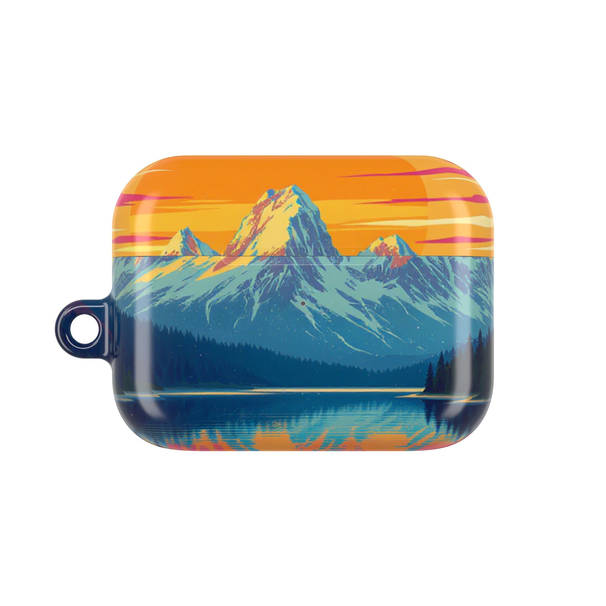 Retro Sunset Mountain Landscape AirPod Case | Scenic Nature Illustration