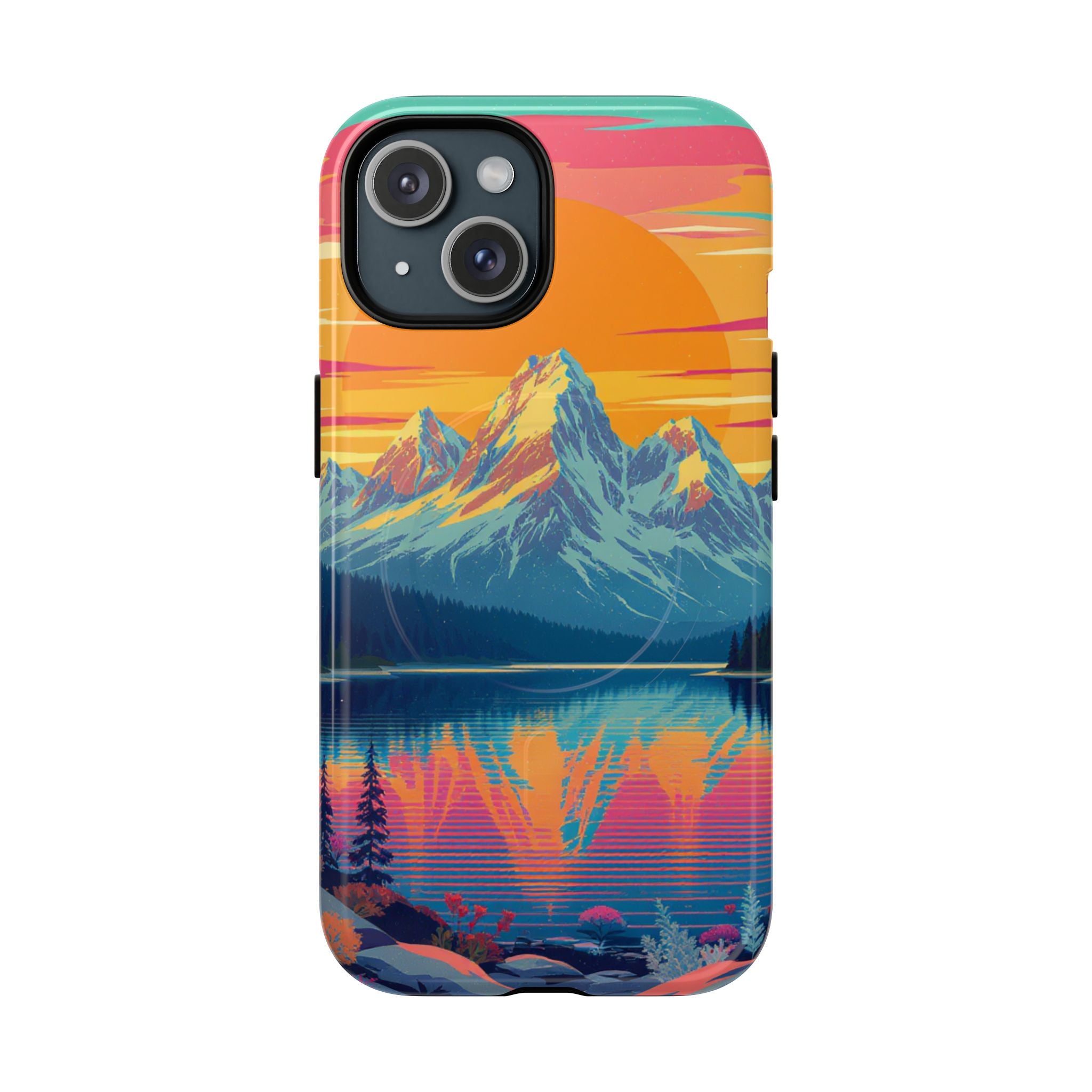 Sunset Mountain Lake phone case | Mountain landscape iPhone case