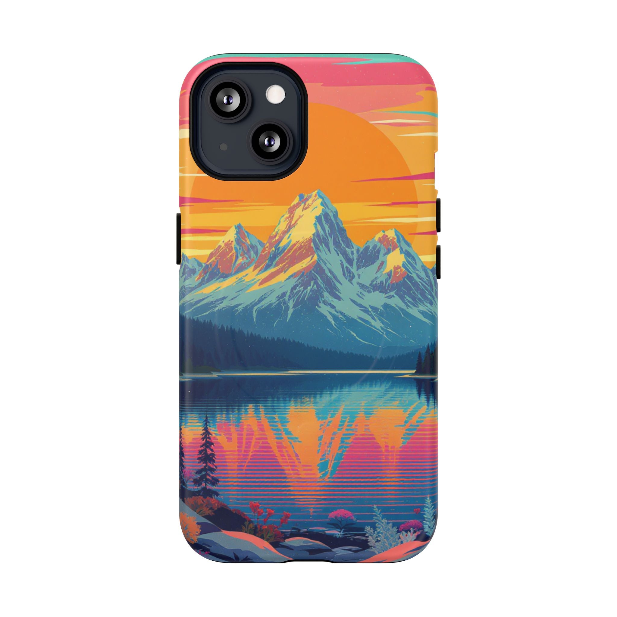 Sunset Mountain Lake phone case | Mountain landscape iPhone case