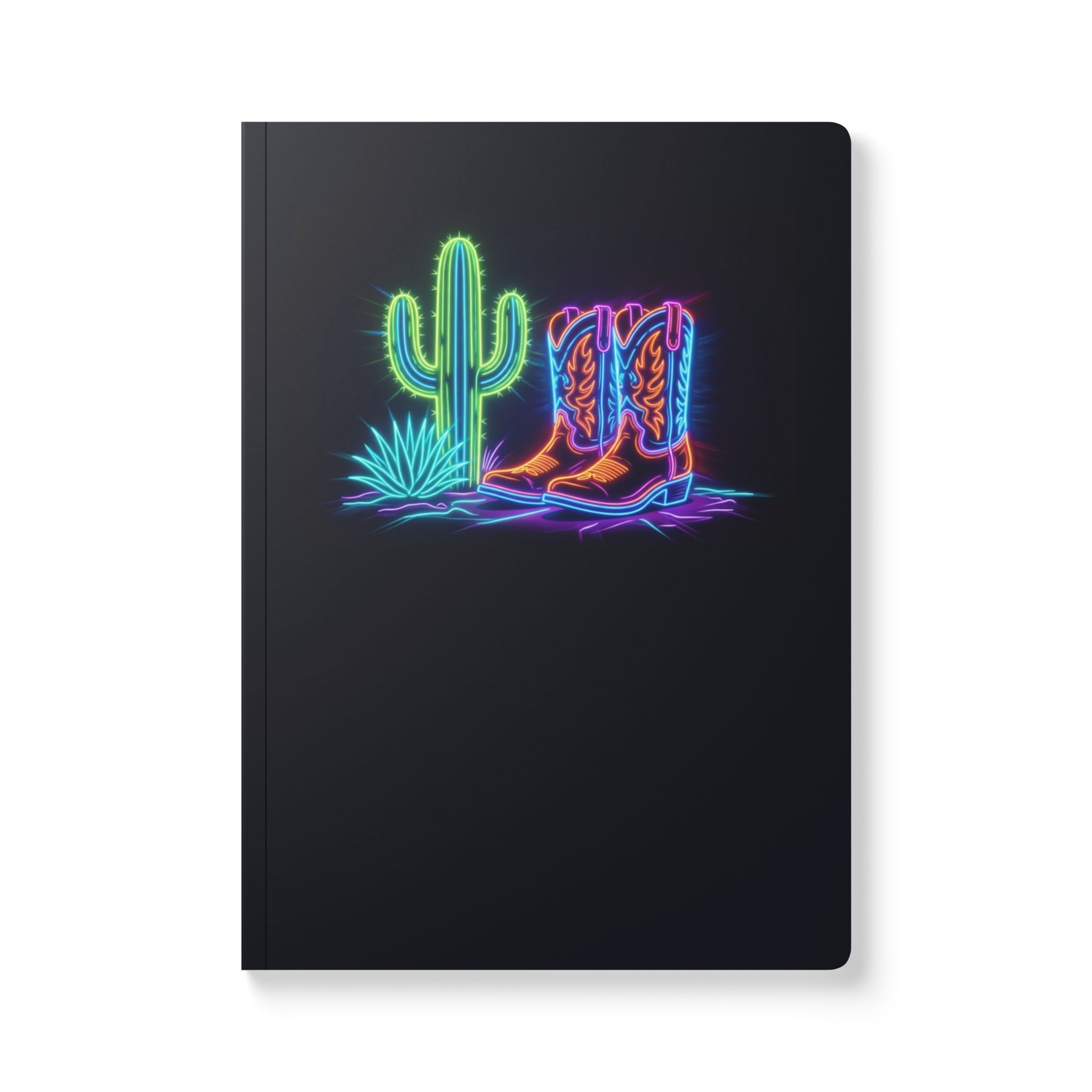 Neon Cowboy Boots and Cactus Journal | Softcover Notebook