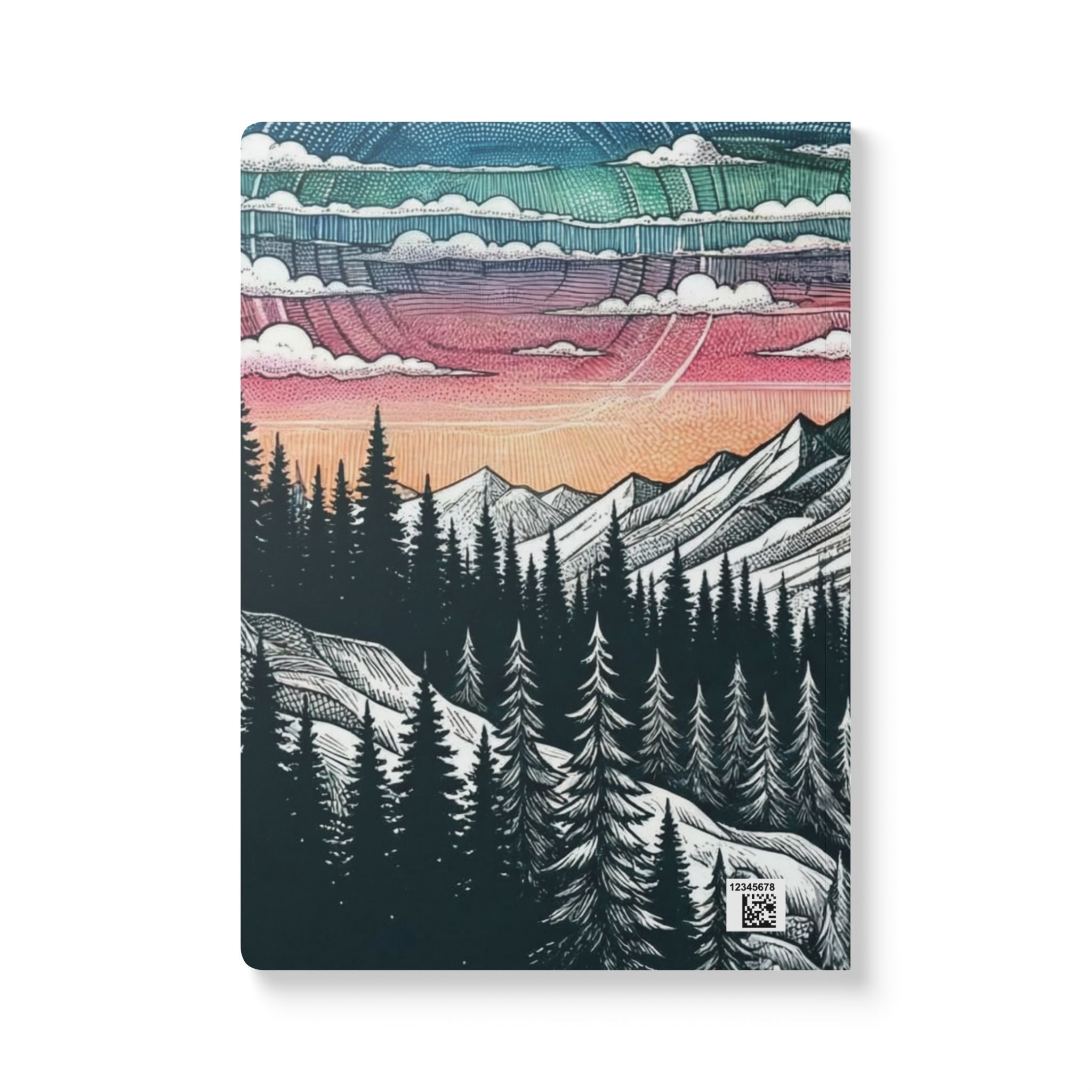 Sunset Mountain Landscape Softcover Journal | Scenic Mountains, Pine Forest Notebook