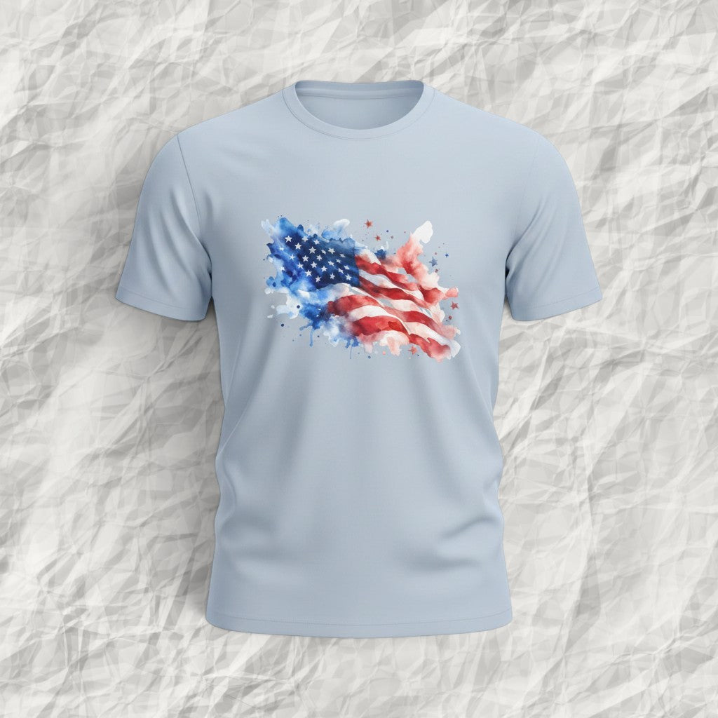Watercolor Patriotic Stars & Stripes Tee