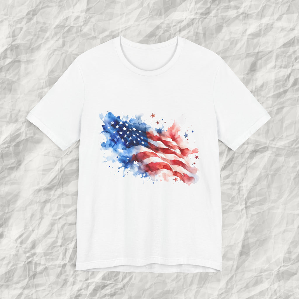 Watercolor Patriotic Stars & Stripes Tee