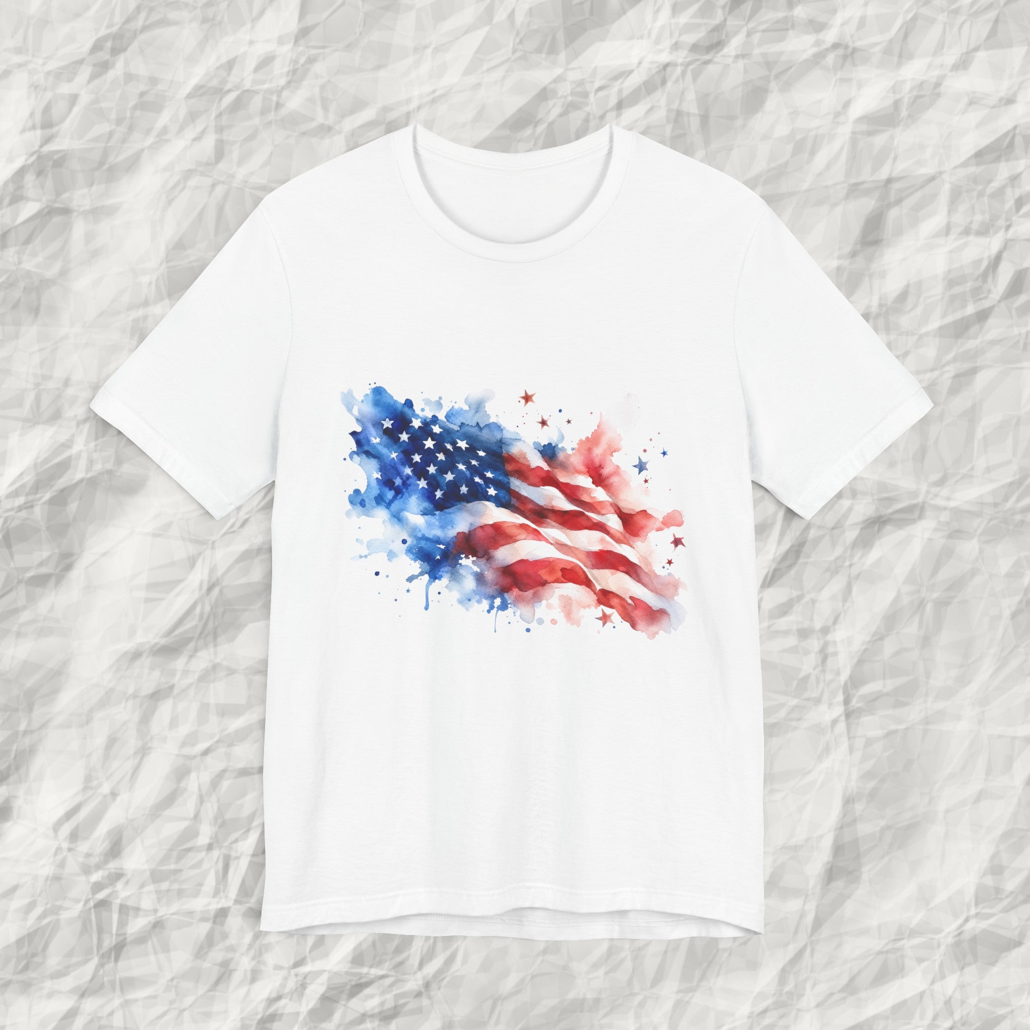 Watercolor Patriotic Stars & Stripes Tee