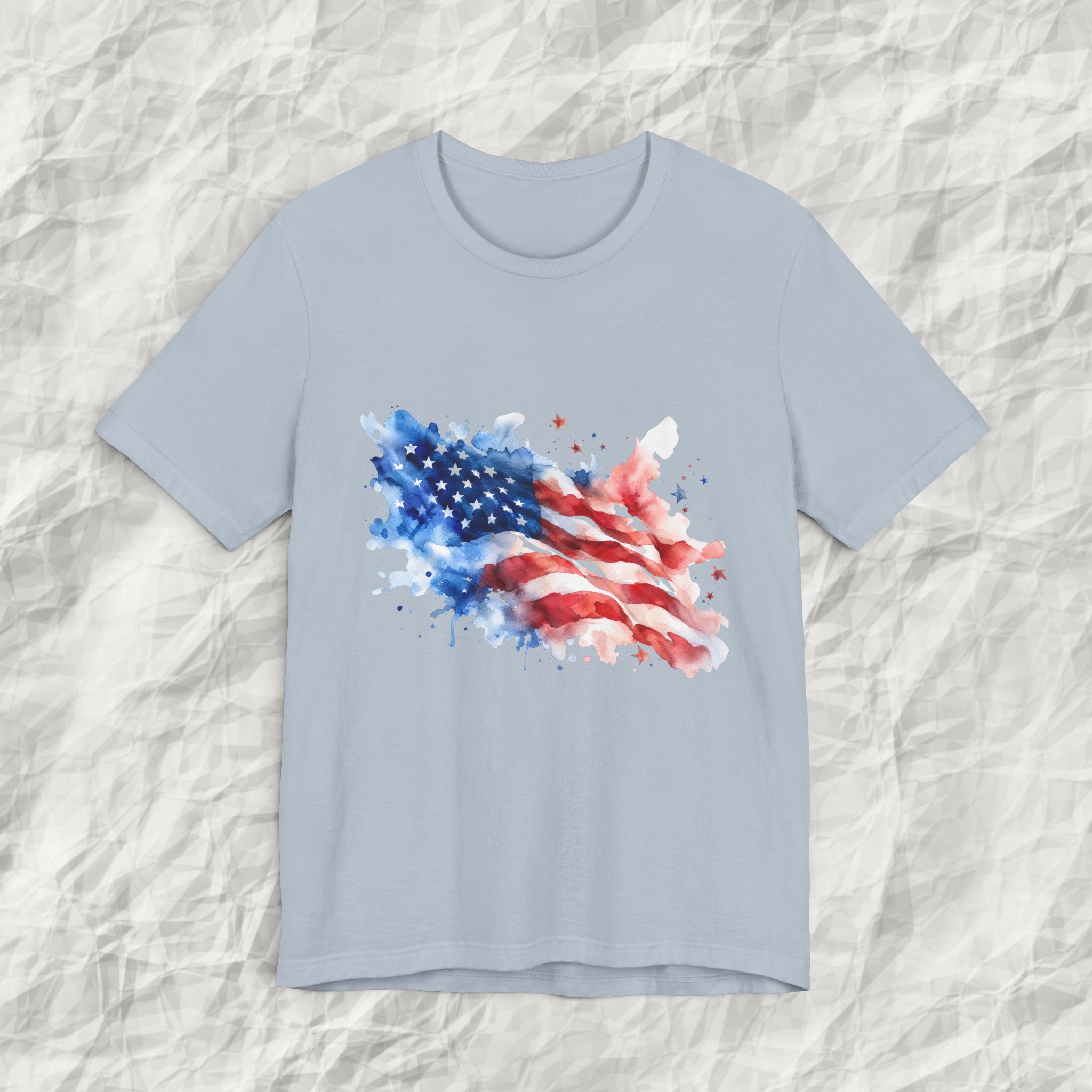 Watercolor Patriotic Stars & Stripes Tee