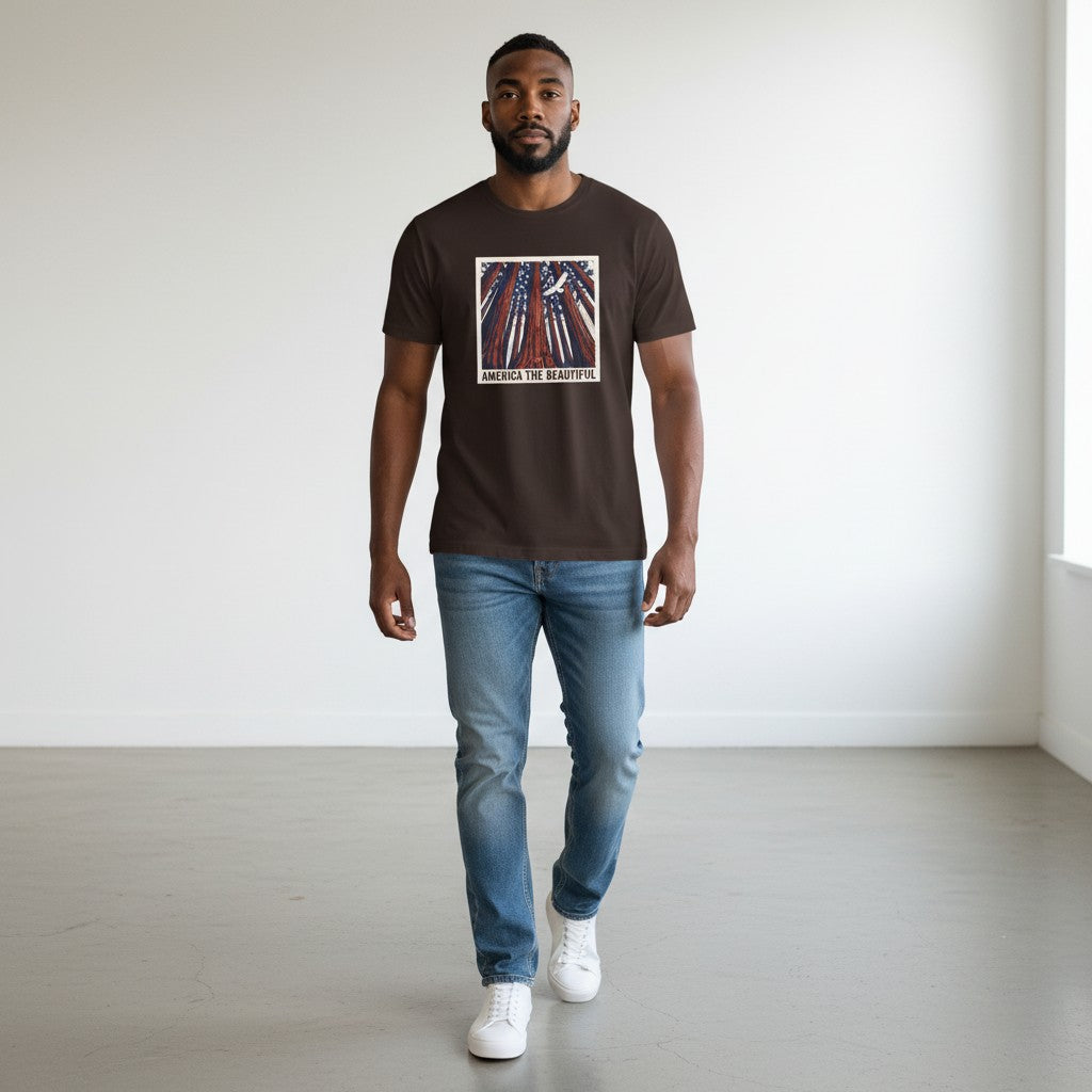 America the Beautiful Redwood Eagle Shirt | Patriotic Graphic Tee