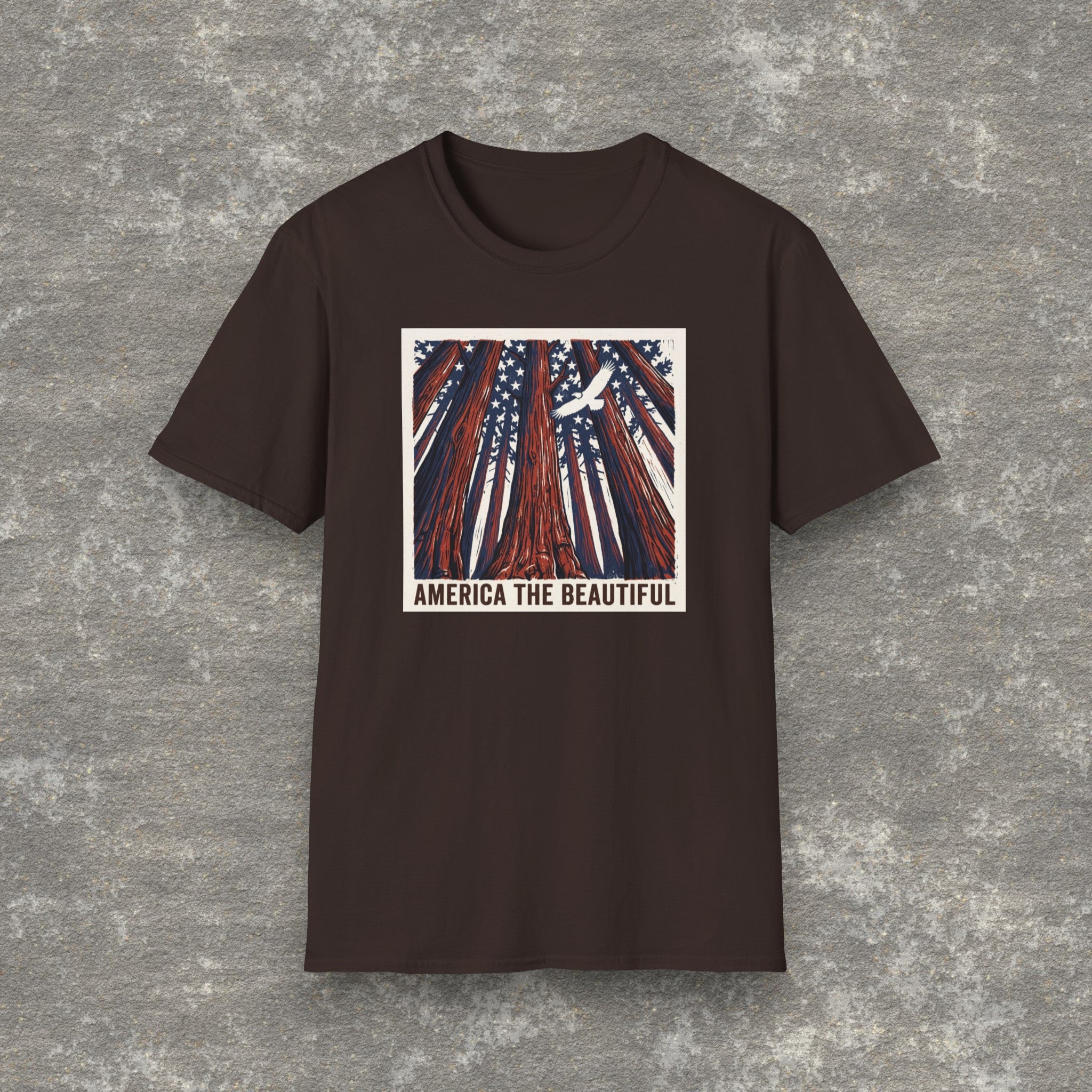 America the Beautiful Redwood Eagle Shirt | Patriotic Graphic Tee