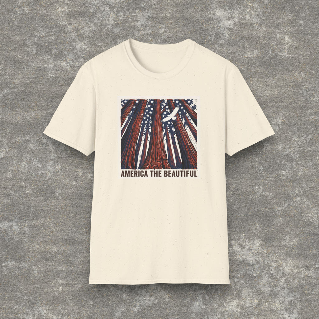 America the Beautiful Redwood Eagle Shirt | Patriotic Graphic Tee