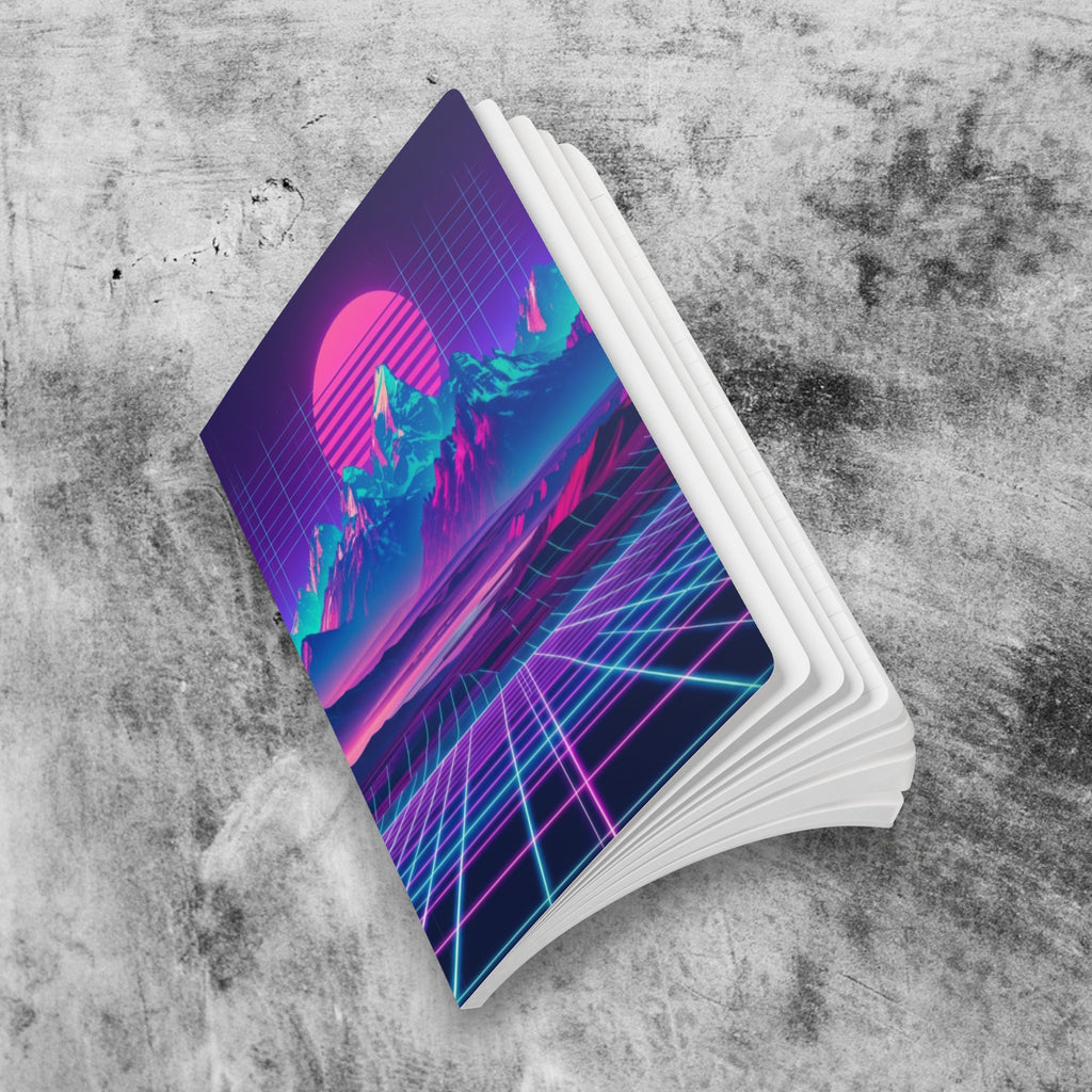 Retro Vaporwave Mountain Sunset Journal | Softcover Notebook