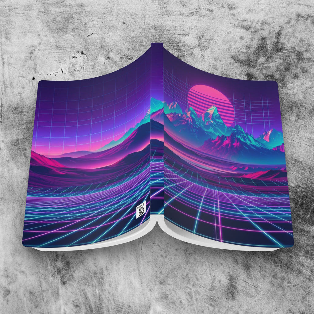 Retro Vaporwave Mountain Sunset Journal | Softcover Notebook