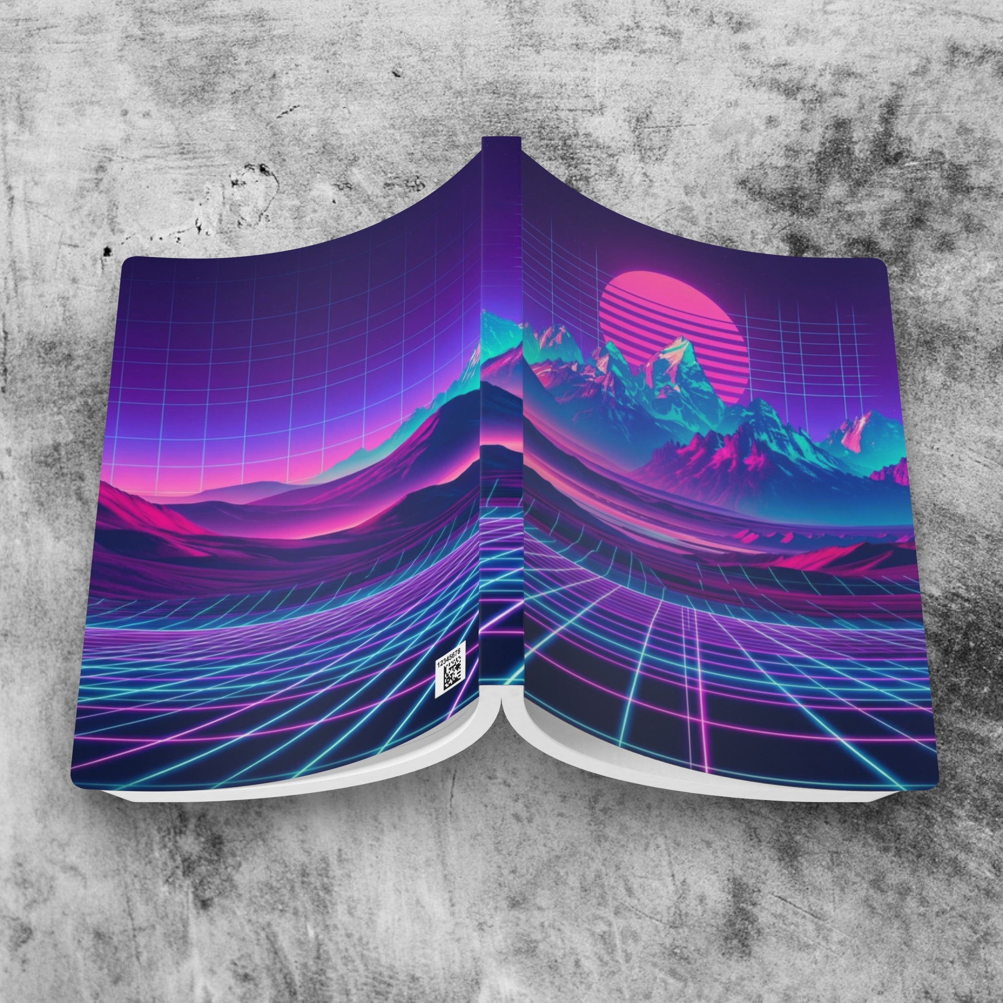 Retro Vaporwave Mountain Sunset Journal | Softcover Notebook