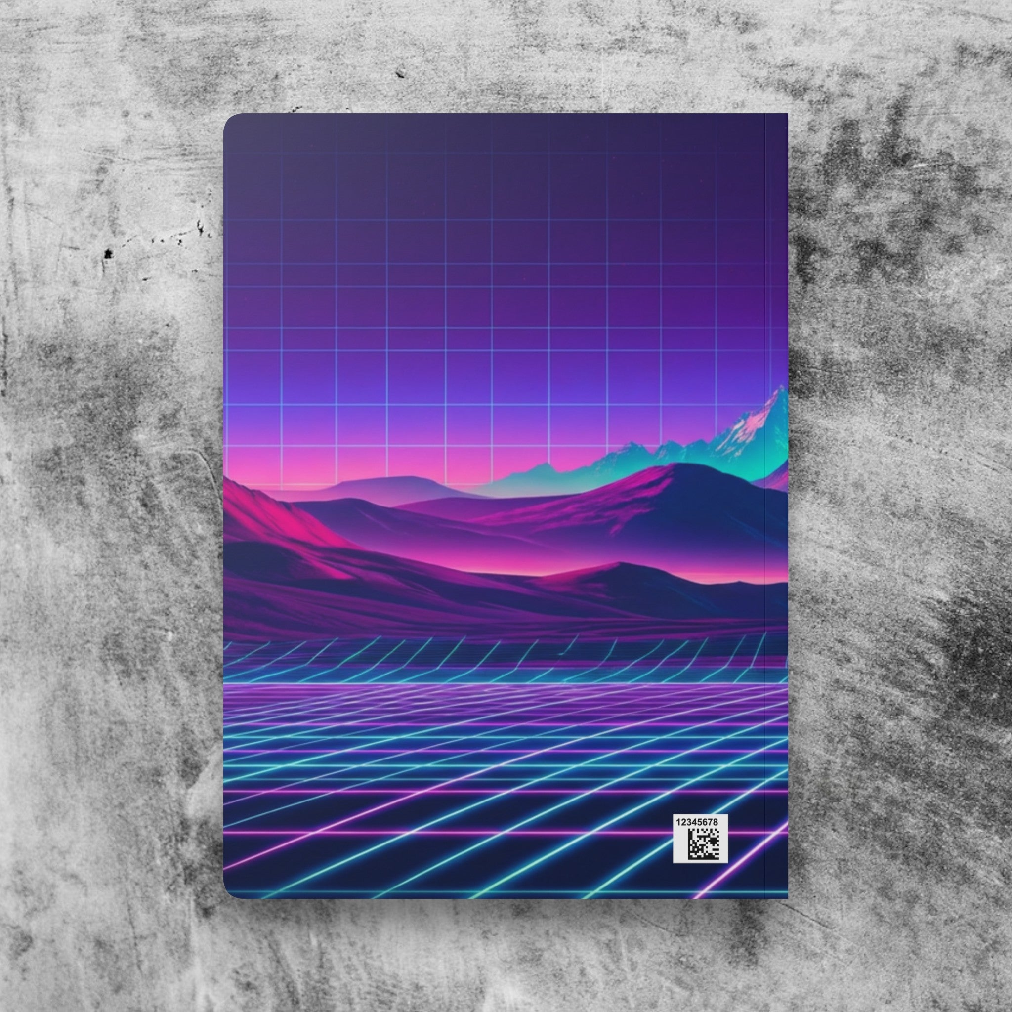 Retro Vaporwave Mountain Sunset Journal | Softcover Notebook