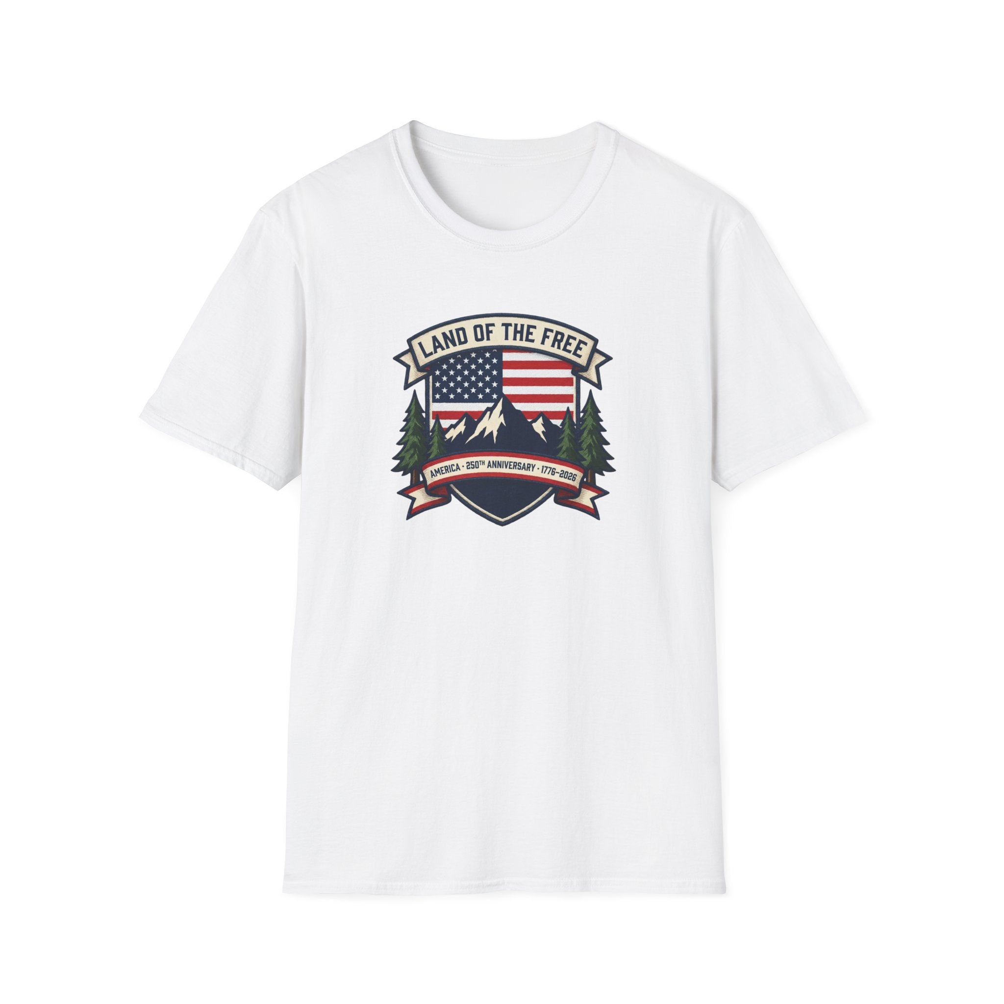 Land of the Free T-Shirt | America 250th Anniversary Patriotic Tee | USA Flag Mountain Graphic Shirt | 1776-2026 4th of July Gift