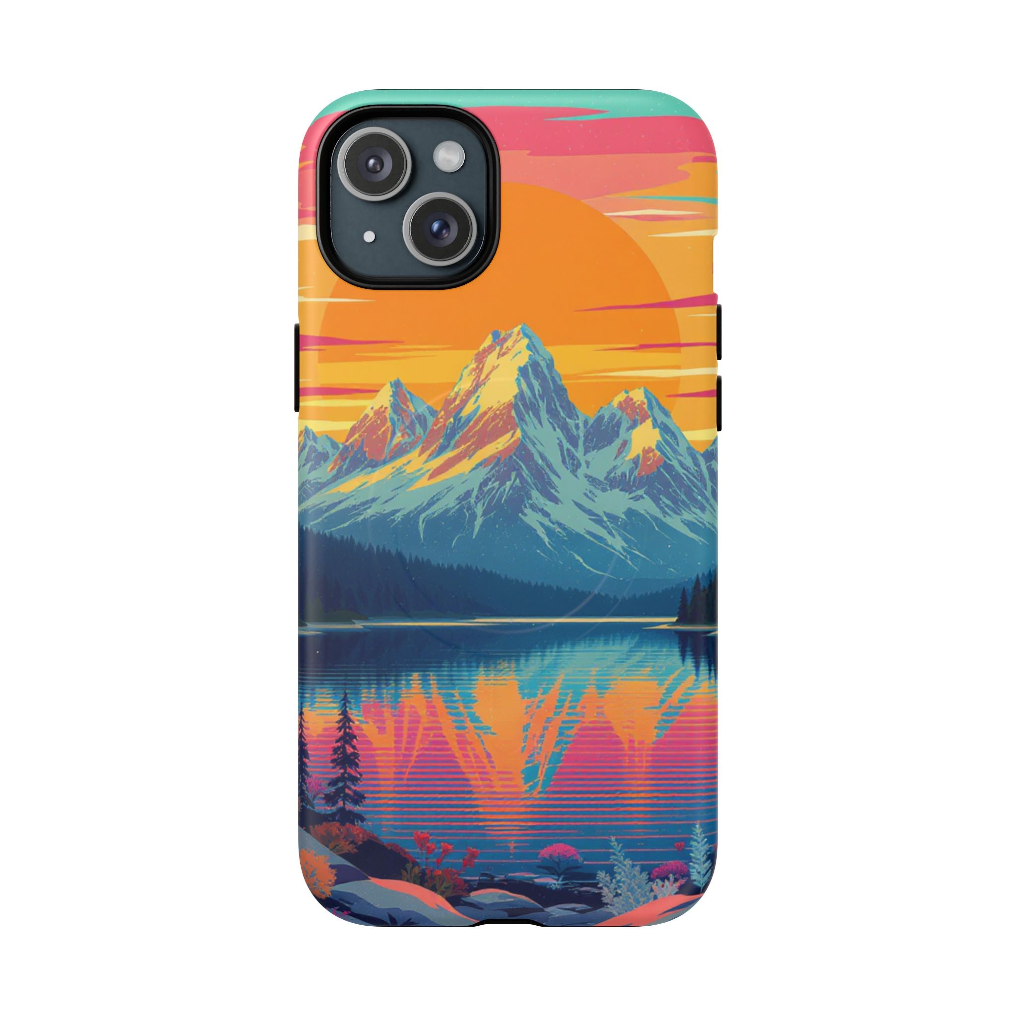 Sunset Mountain Lake phone case | Mountain landscape iPhone case