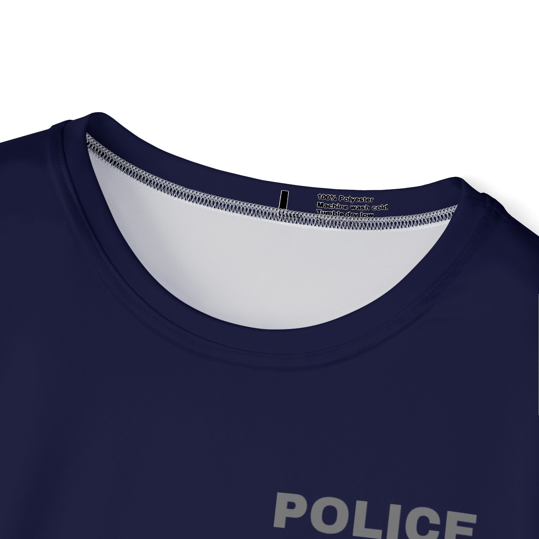 Off Duty Police Shirt — Navy Tactical Tee with American Flag Sleeves