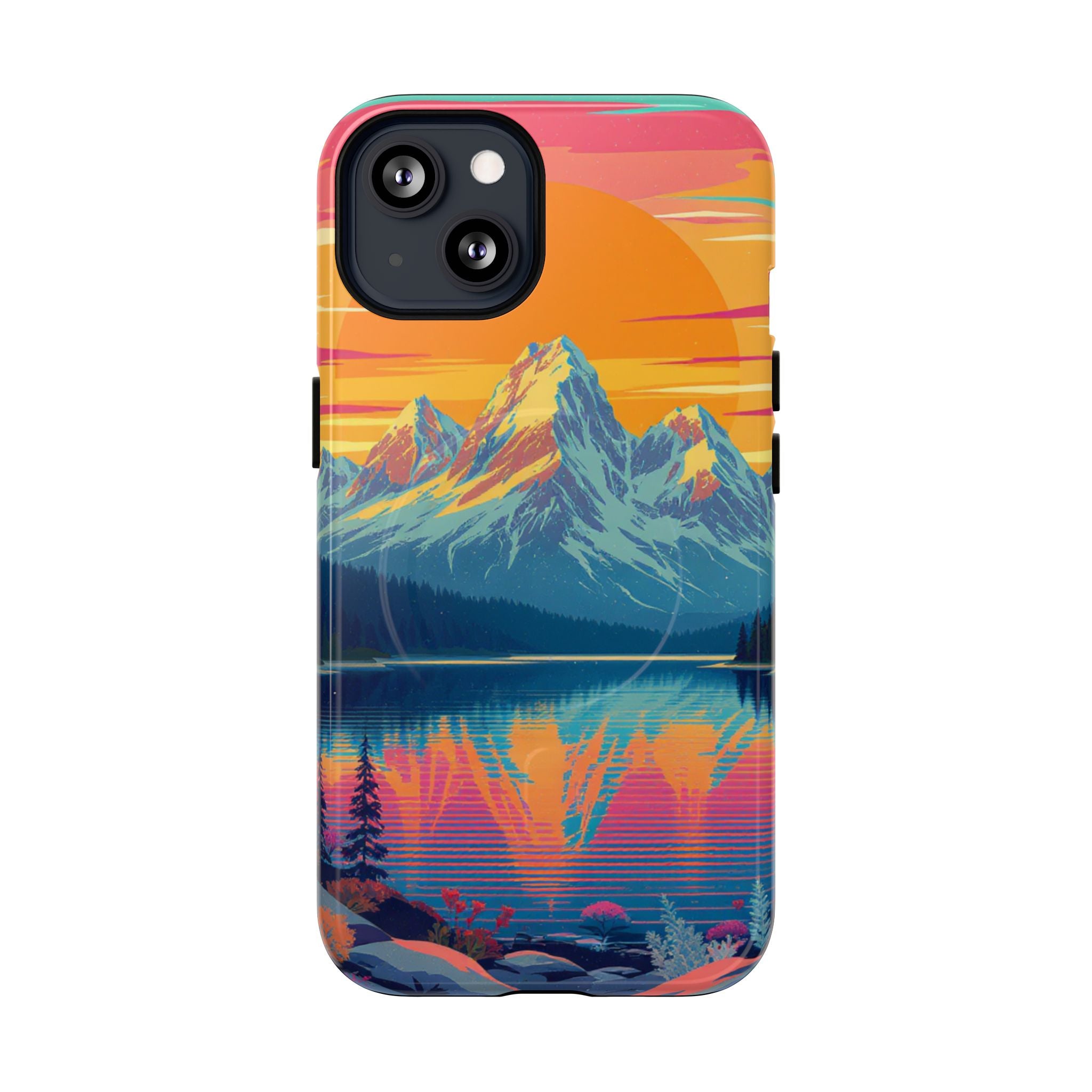 Sunset Mountain Lake phone case | Mountain landscape iPhone case