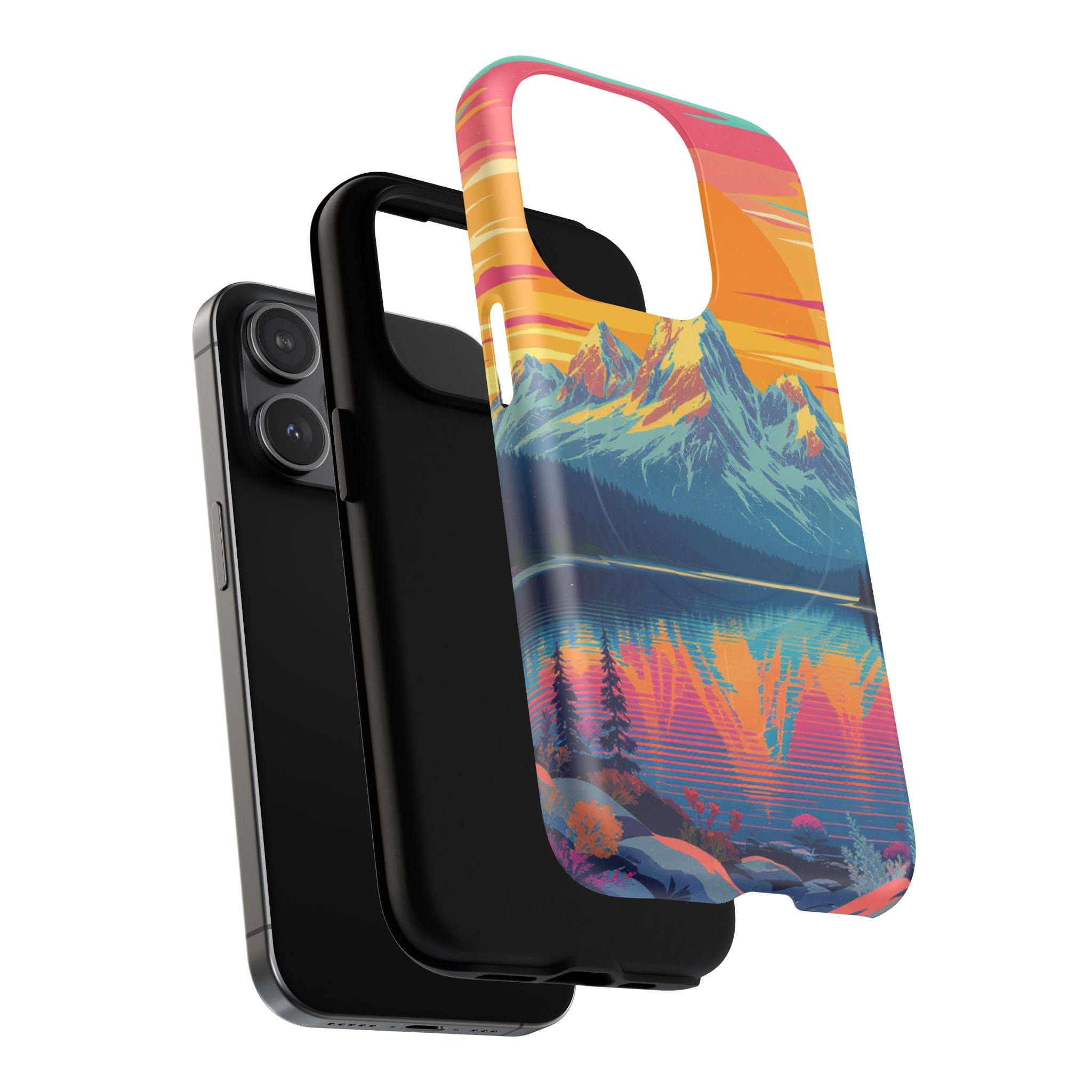 Sunset Mountain Lake phone case | Mountain landscape iPhone case