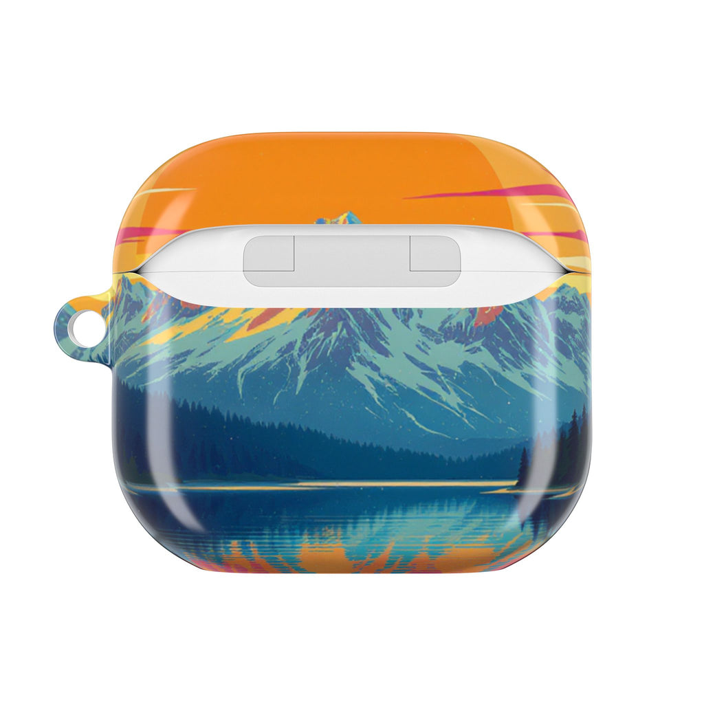 Retro Sunset Mountain Landscape AirPod Case | Scenic Nature Illustration