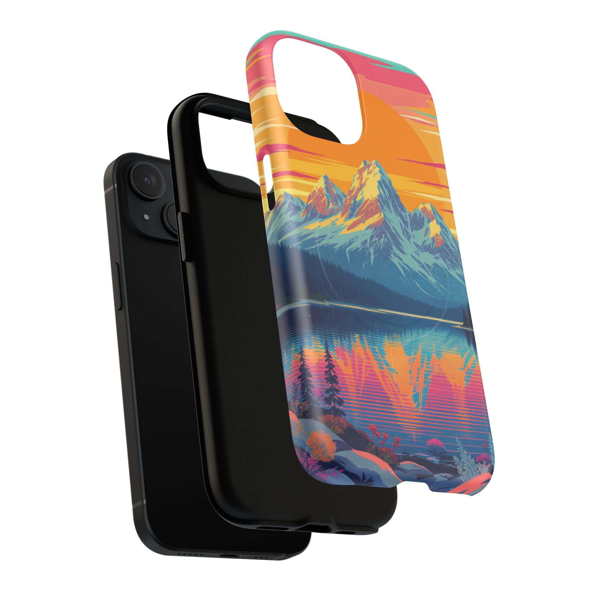 Sunset Mountain Lake phone case | Mountain landscape iPhone case