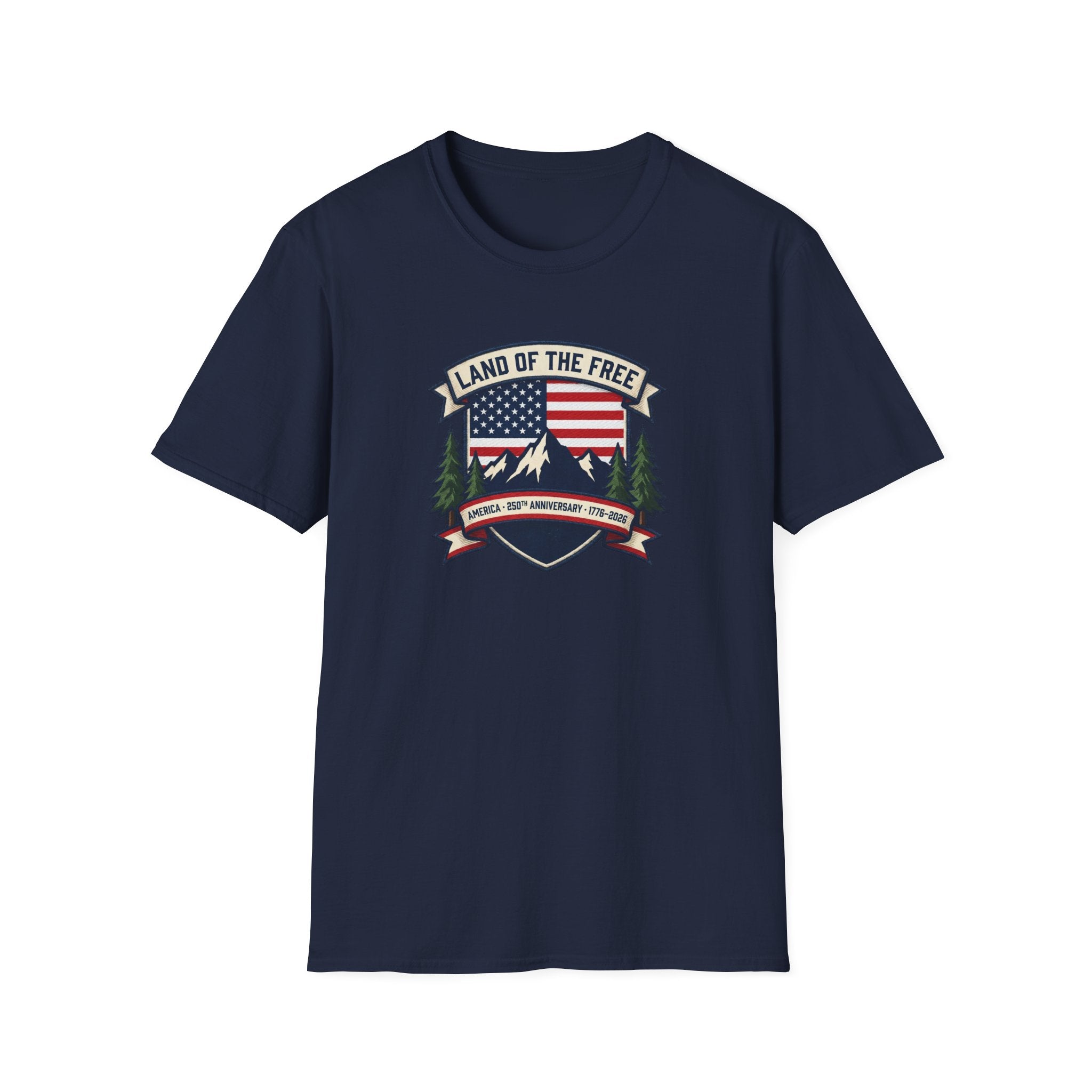 Land of the Free T-Shirt | America 250th Anniversary Patriotic Tee | USA Flag Mountain Graphic Shirt | 1776-2026 4th of July Gift