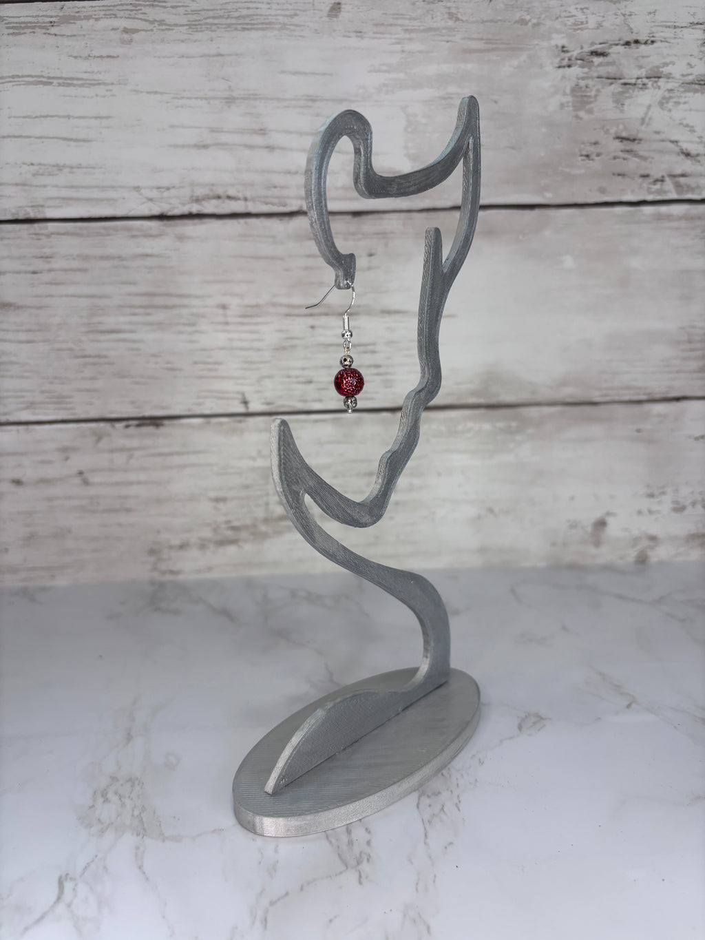 Crimson Crinkle Glass Bead Earrings | Handmade Statement Jewelry