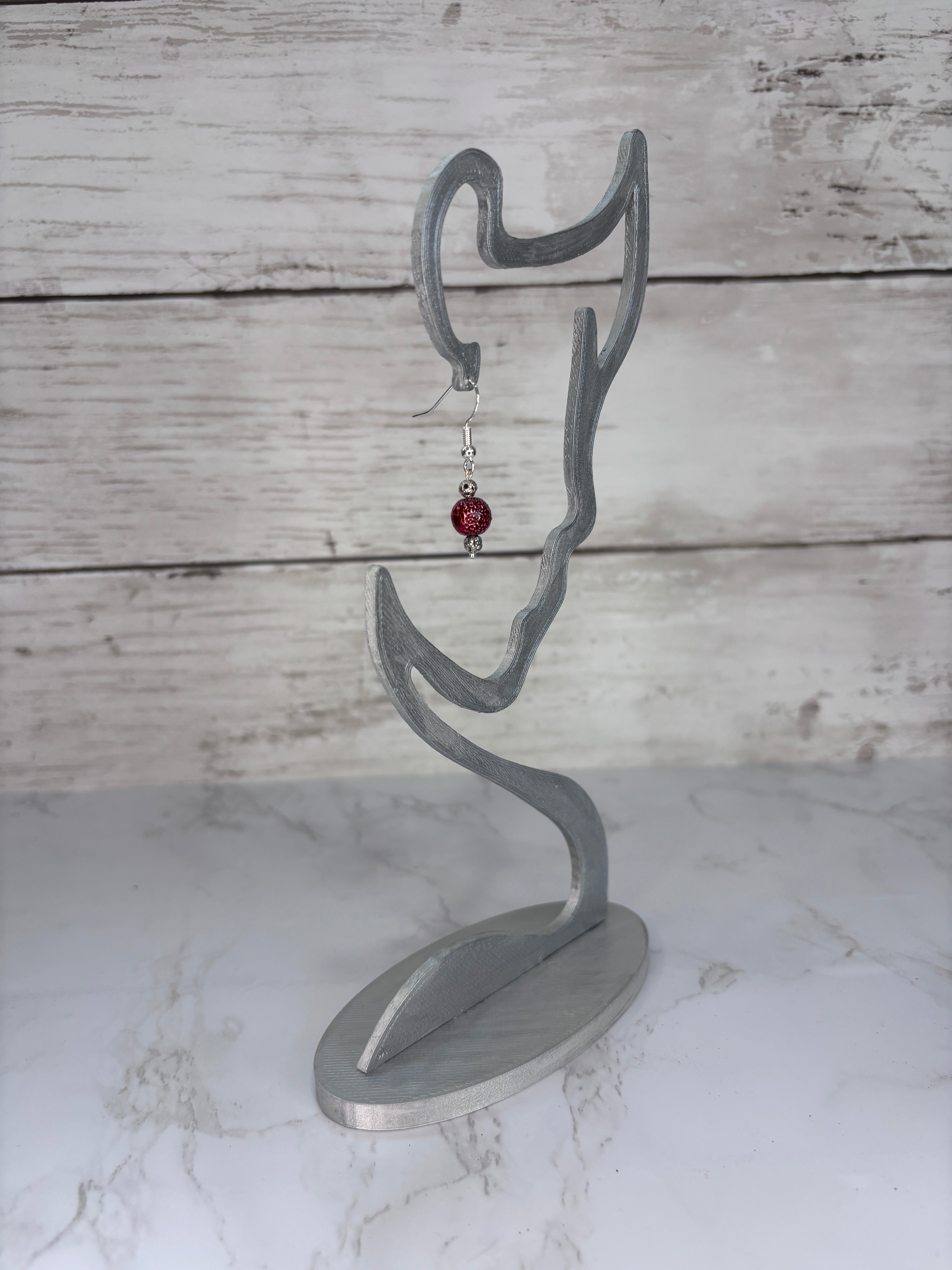 Crimson Crinkle Glass Bead Earrings | Handmade Statement Jewelry