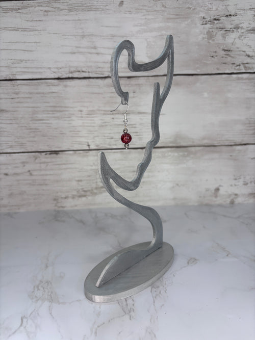 Crimson Crinkle Glass Bead Earrings | Handmade Statement Jewelry