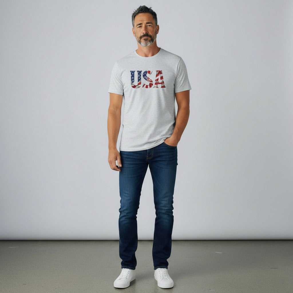 USA Flag Graphic Tee - Patriotic Fourth of July T-Shirt