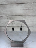 Geometric Black Glass Bead Earrings with Silver Accents | Handmade