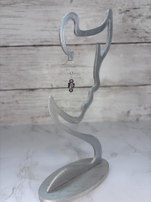 Smoky Gray & Lavender Glass Bead Earrings | Handmade Artisan Jewelry