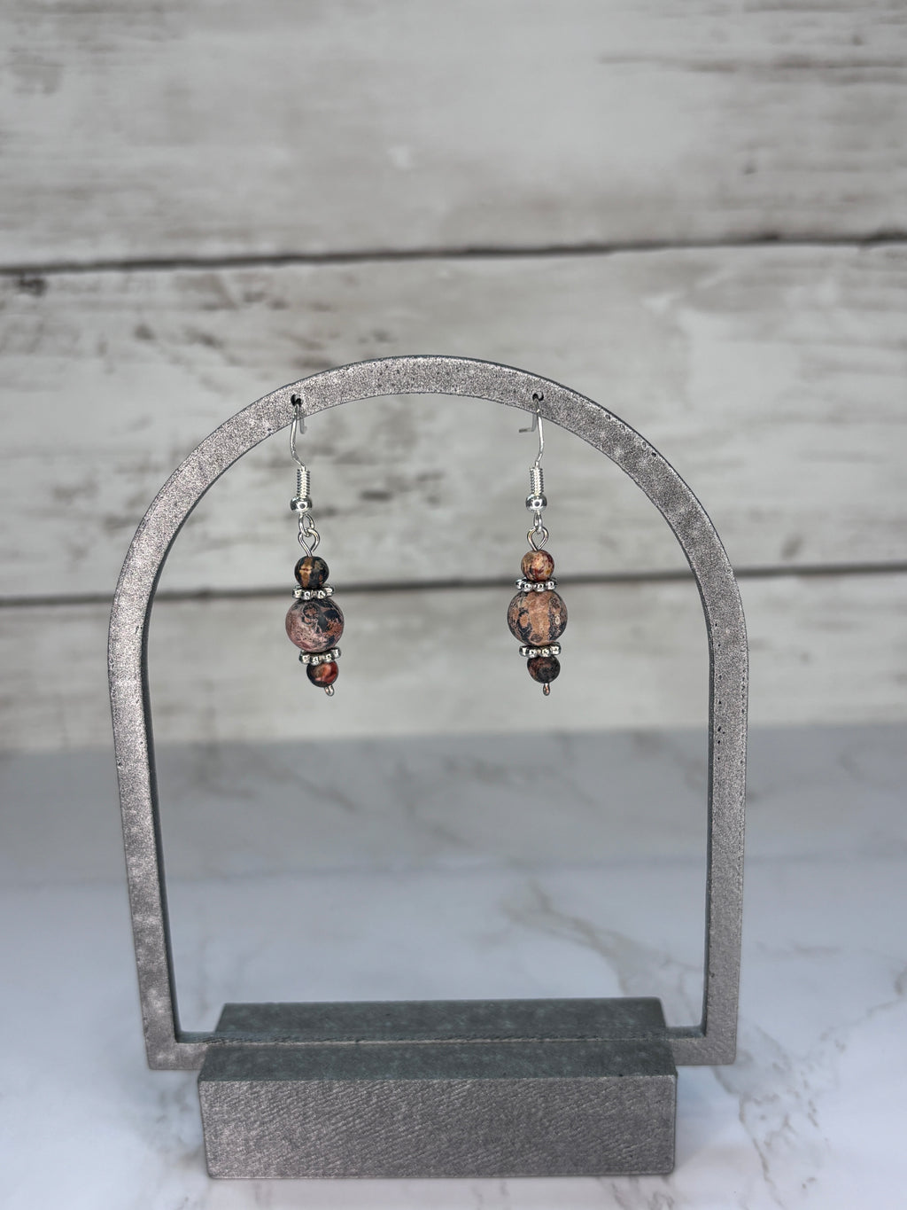 Natural Earth Tone Glass Bead Earrings | Handmade Sterling Silver