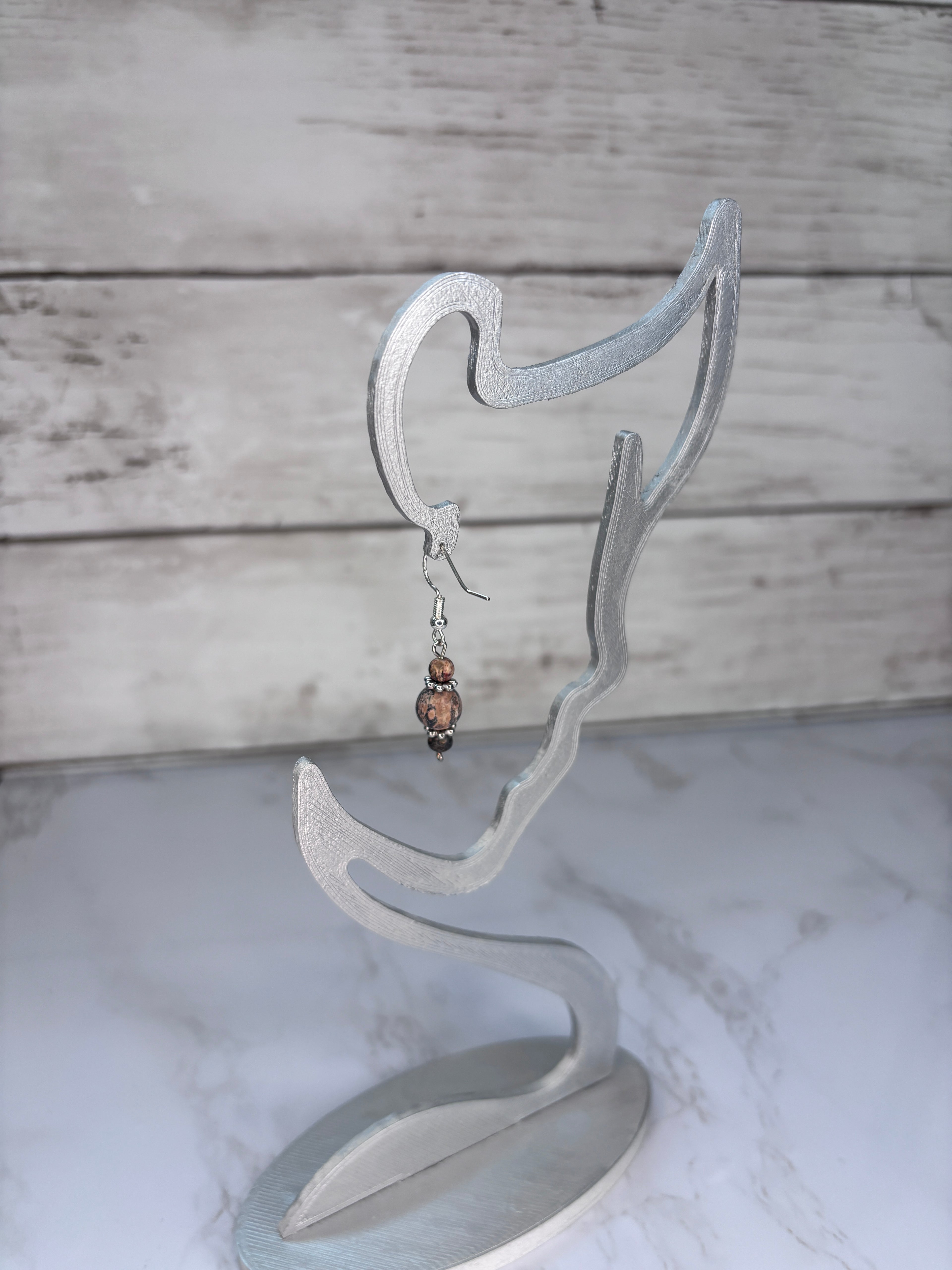 Natural Earth Tone Glass Bead Earrings | Handmade Sterling Silver