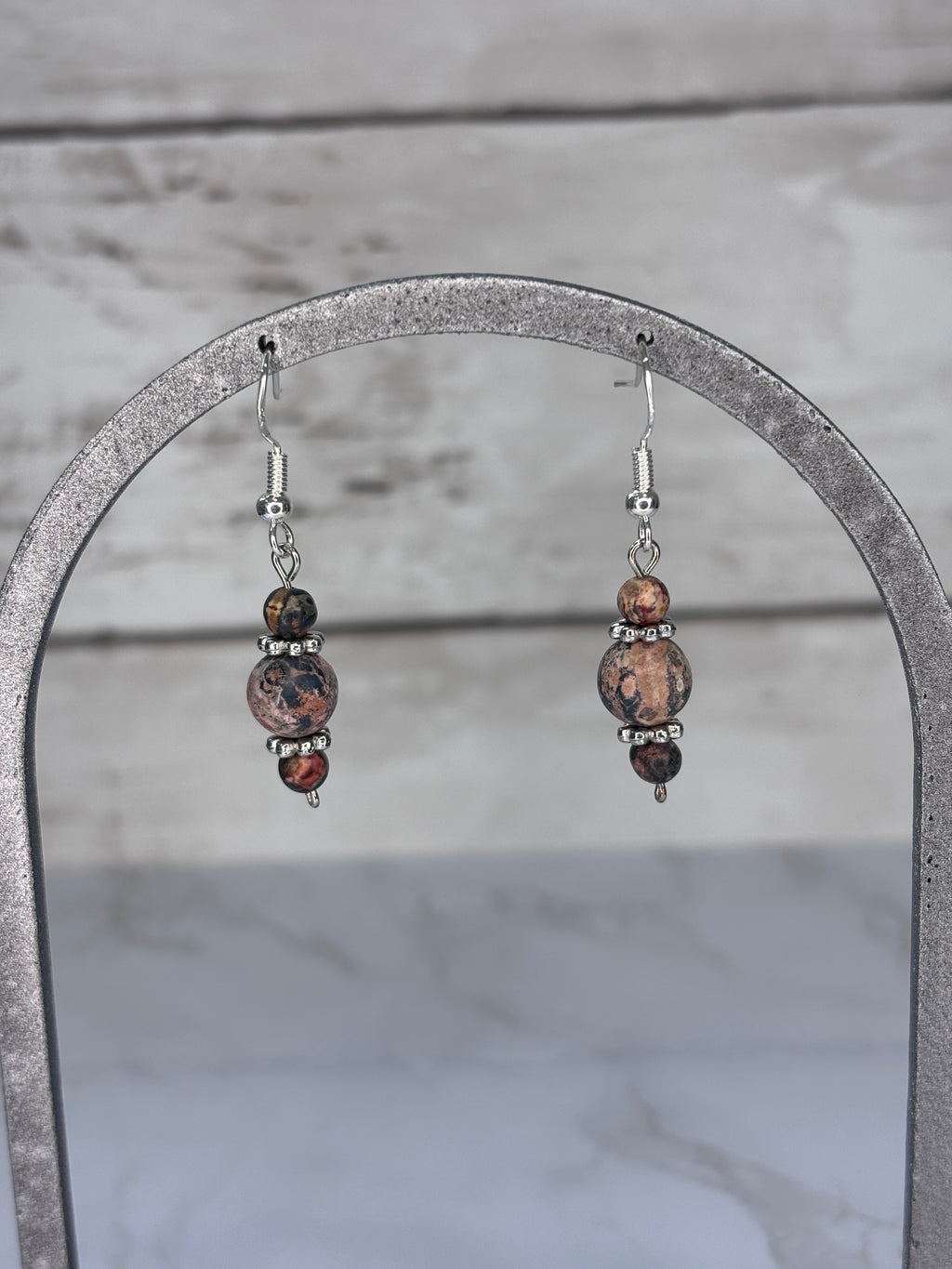 Natural Earth Tone Glass Bead Earrings | Handmade Sterling Silver