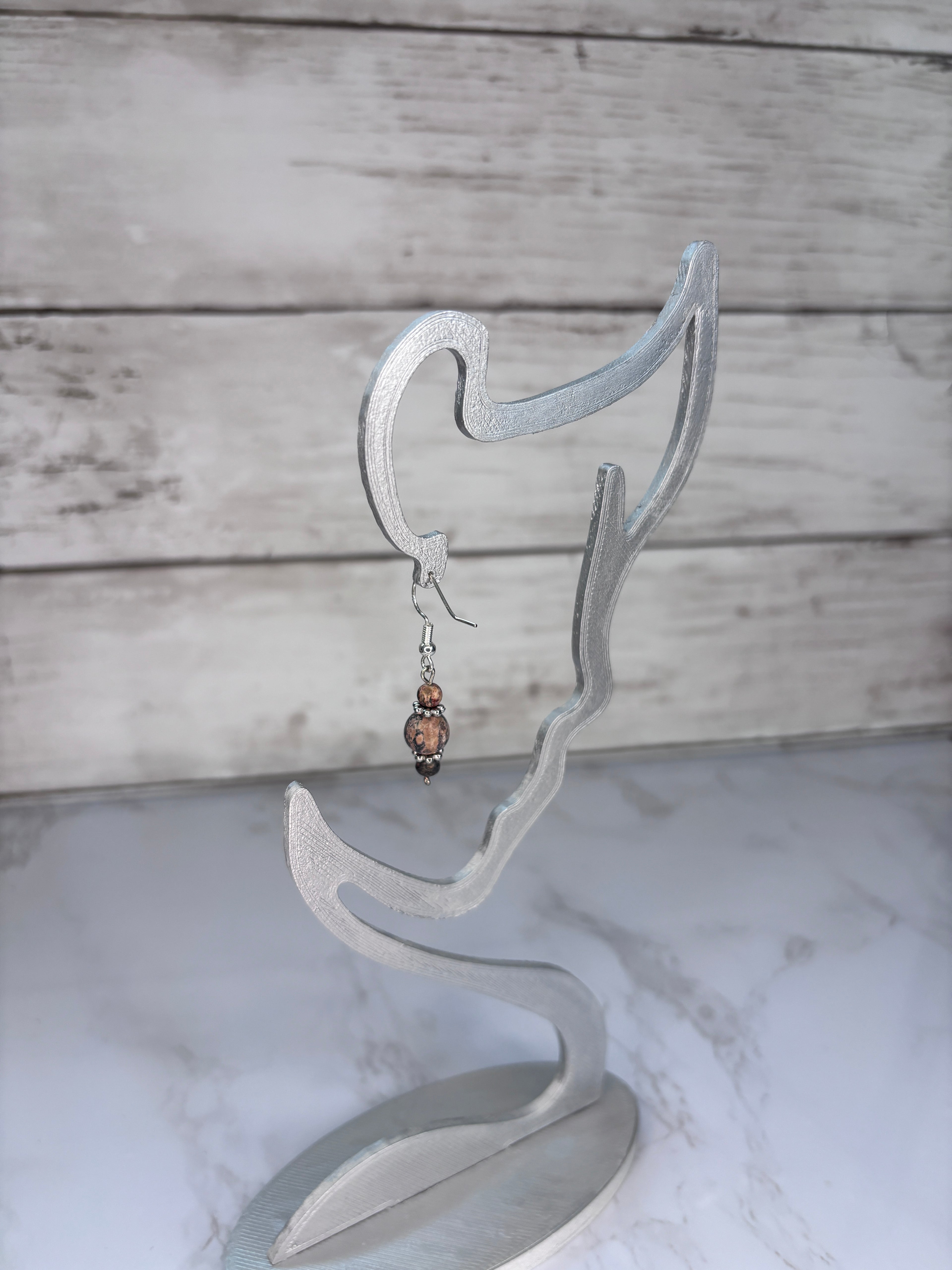 Natural Earth Tone Glass Bead Earrings | Handmade Sterling Silver