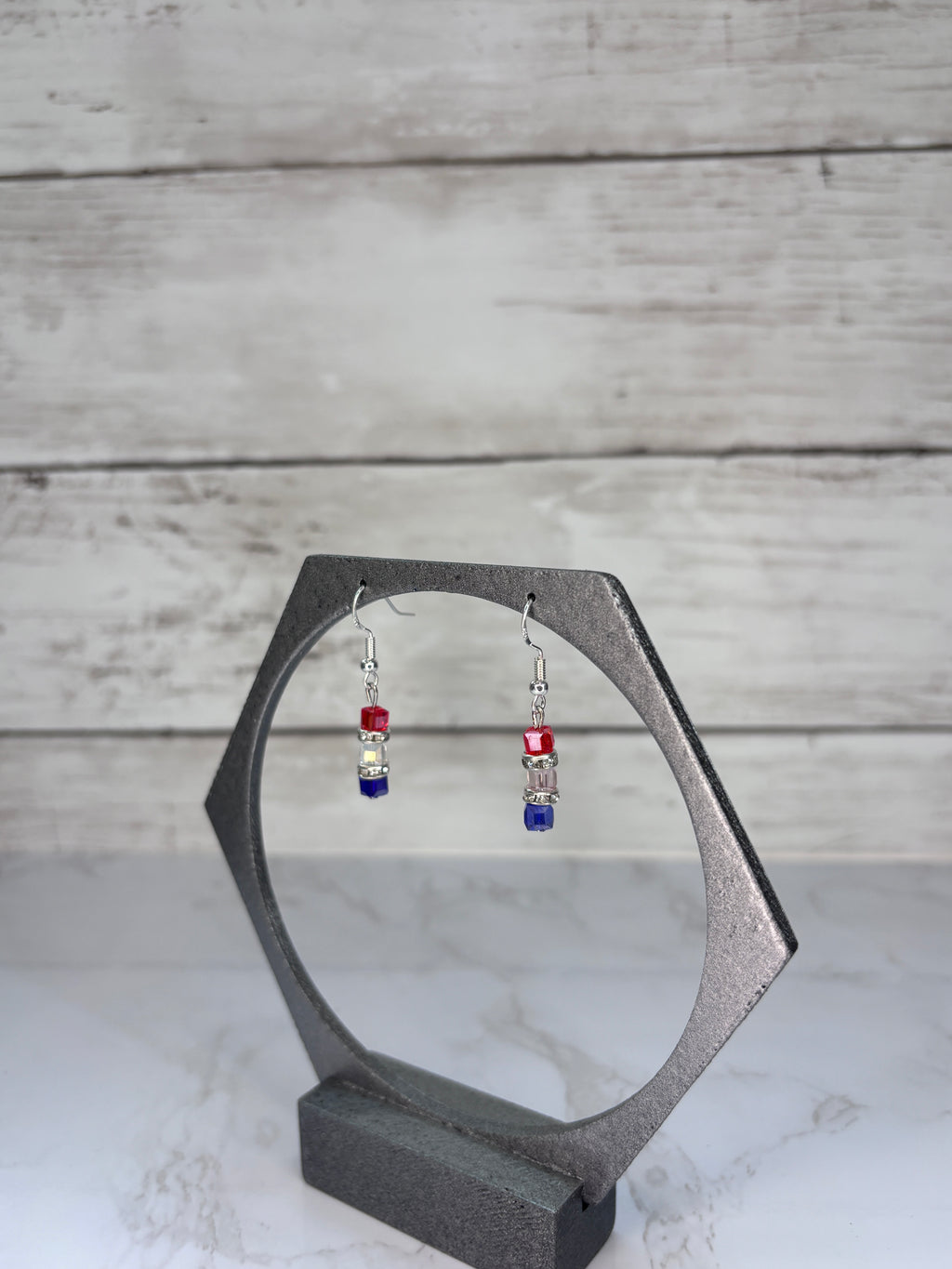 Patriotic Red White & Blue Glass Bead Earrings | Handmade Americana Jewelry