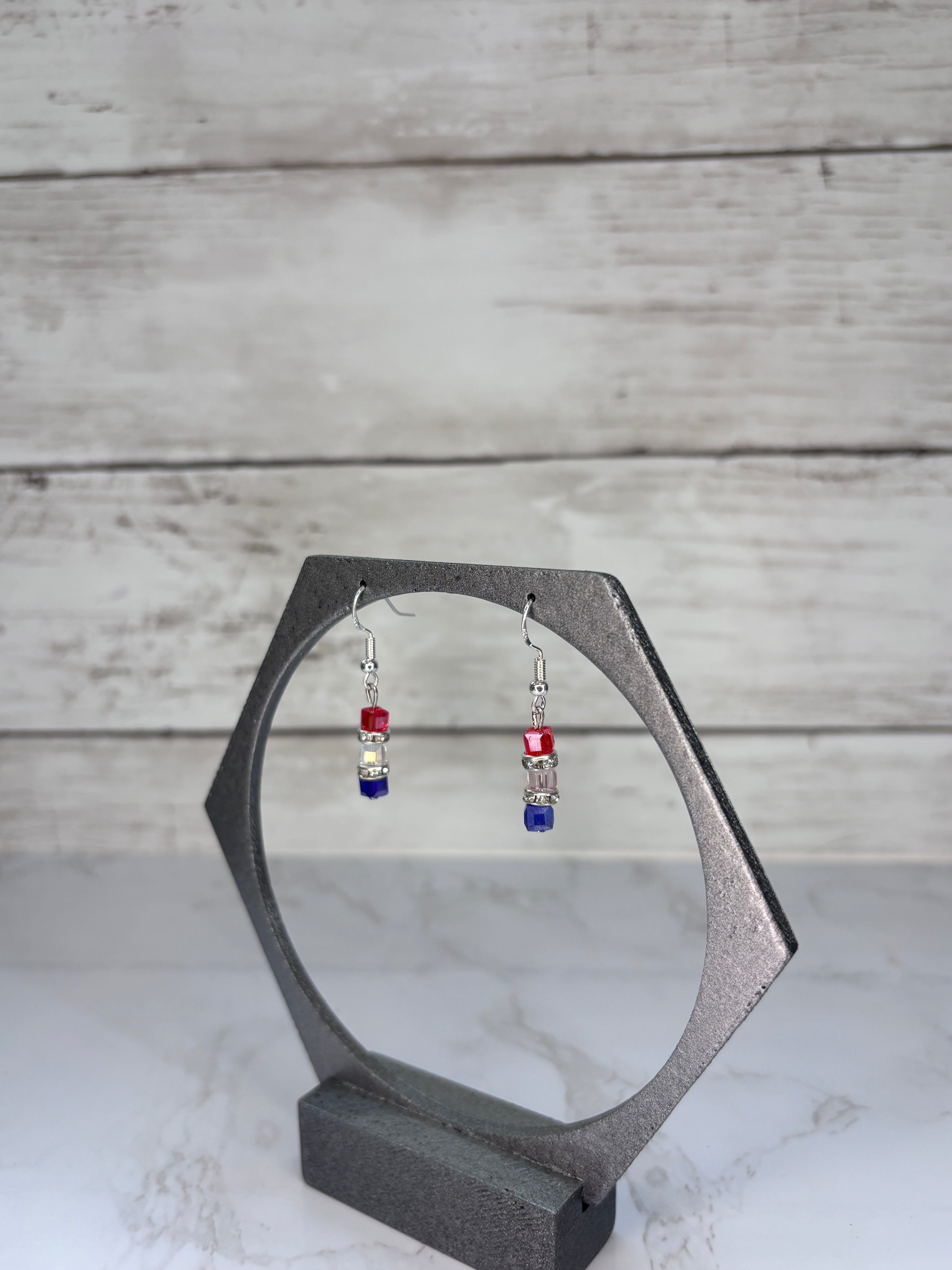 Patriotic Red White & Blue Glass Bead Earrings | Handmade Americana Jewelry