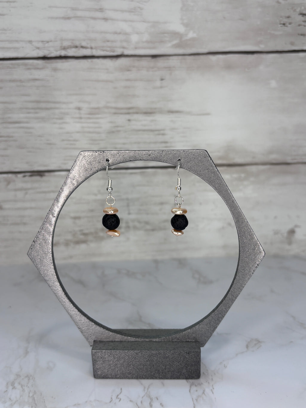 Pink Glass & Lava Rock Earrings | Handmade Aromatherapy Jewelry