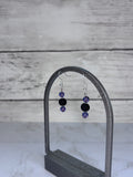 Purple & Black Glass Bead Earrings | Handmade Sterling Silver Dangles