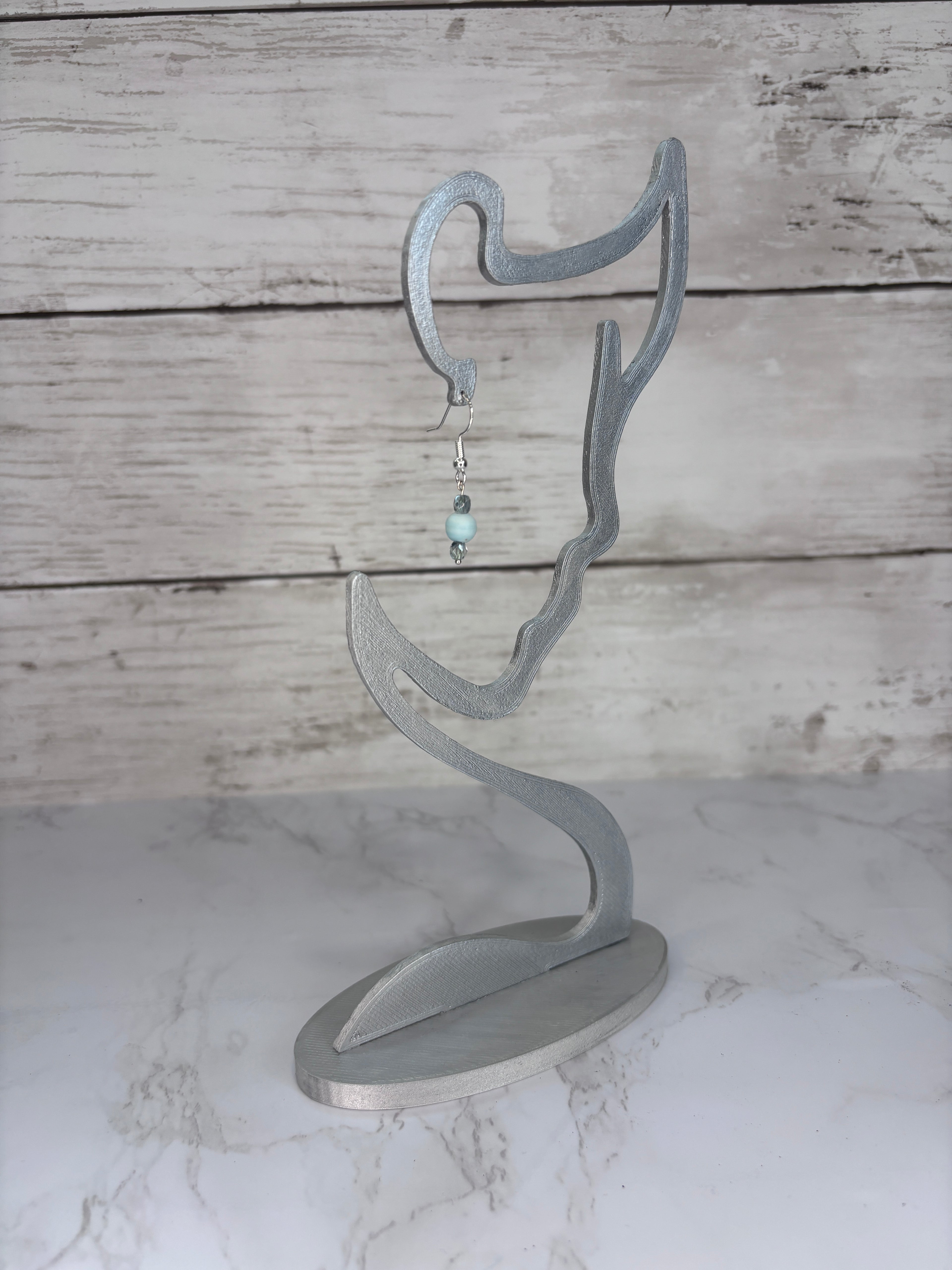 Sky Blue Swirl Glass Bead Earrings | Handmade Sterling Silver