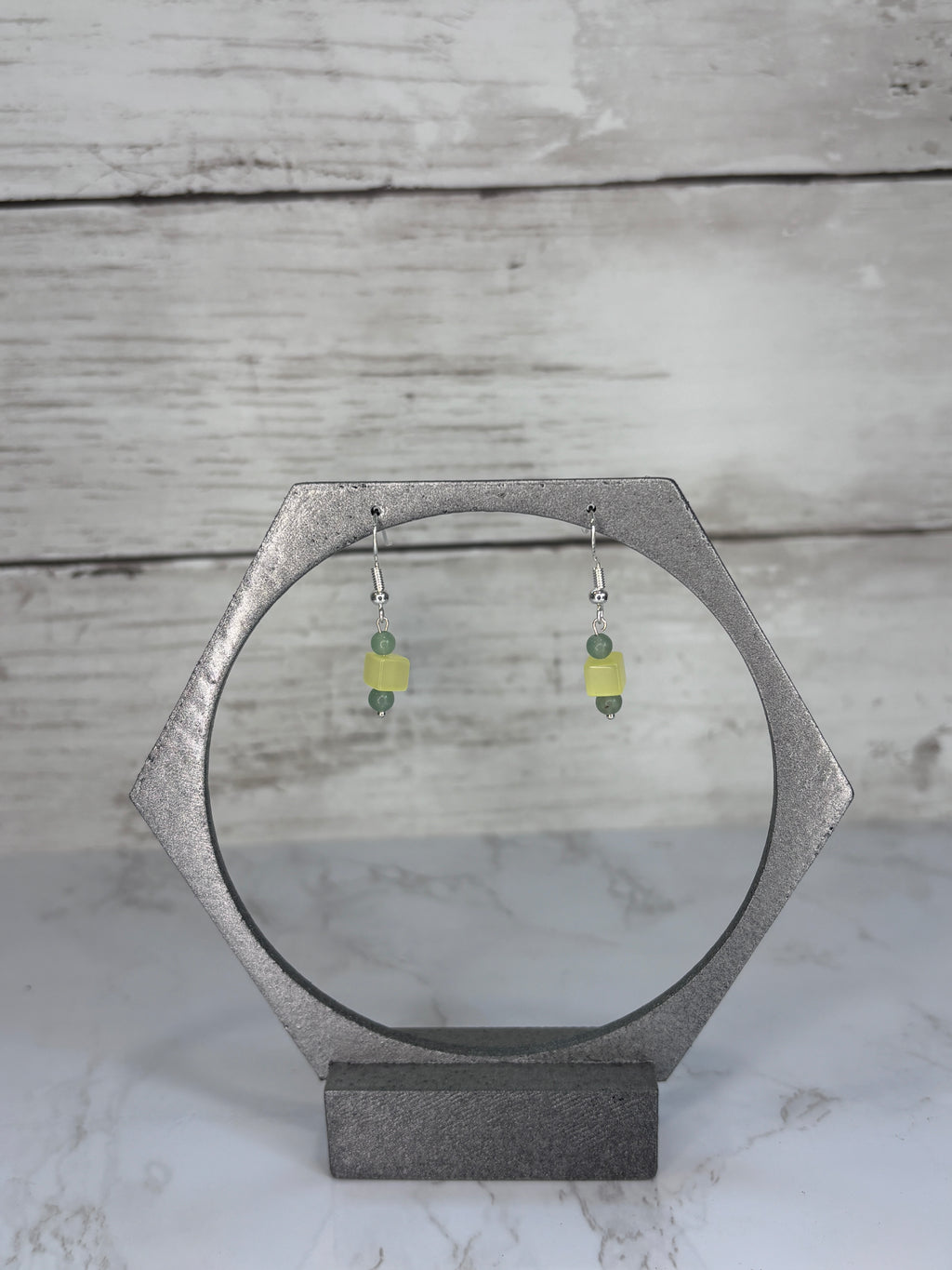 Sunshine Yellow & Teal Glass Bead Earrings | Handmade Sterling Silver