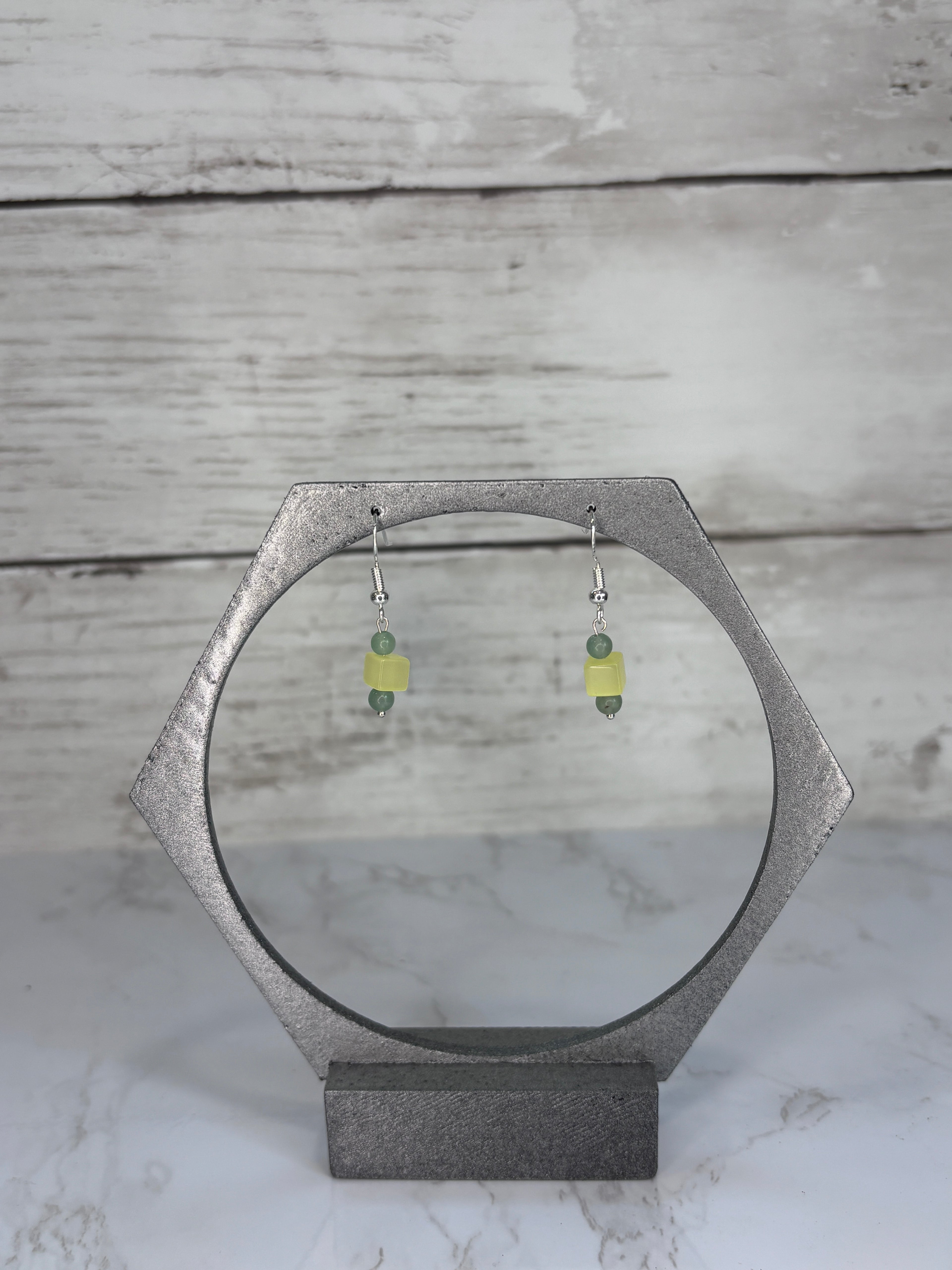 Sunshine Yellow & Teal Glass Bead Earrings | Handmade Sterling Silver